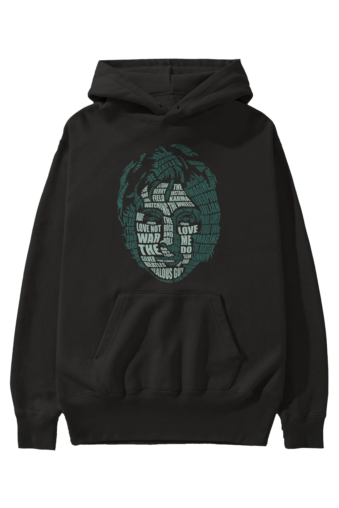 John Lennon Calligram Ön Baskılı Hoodie Oversize Kapüşonlu Sweatshirt Erkek Kadın Unisex