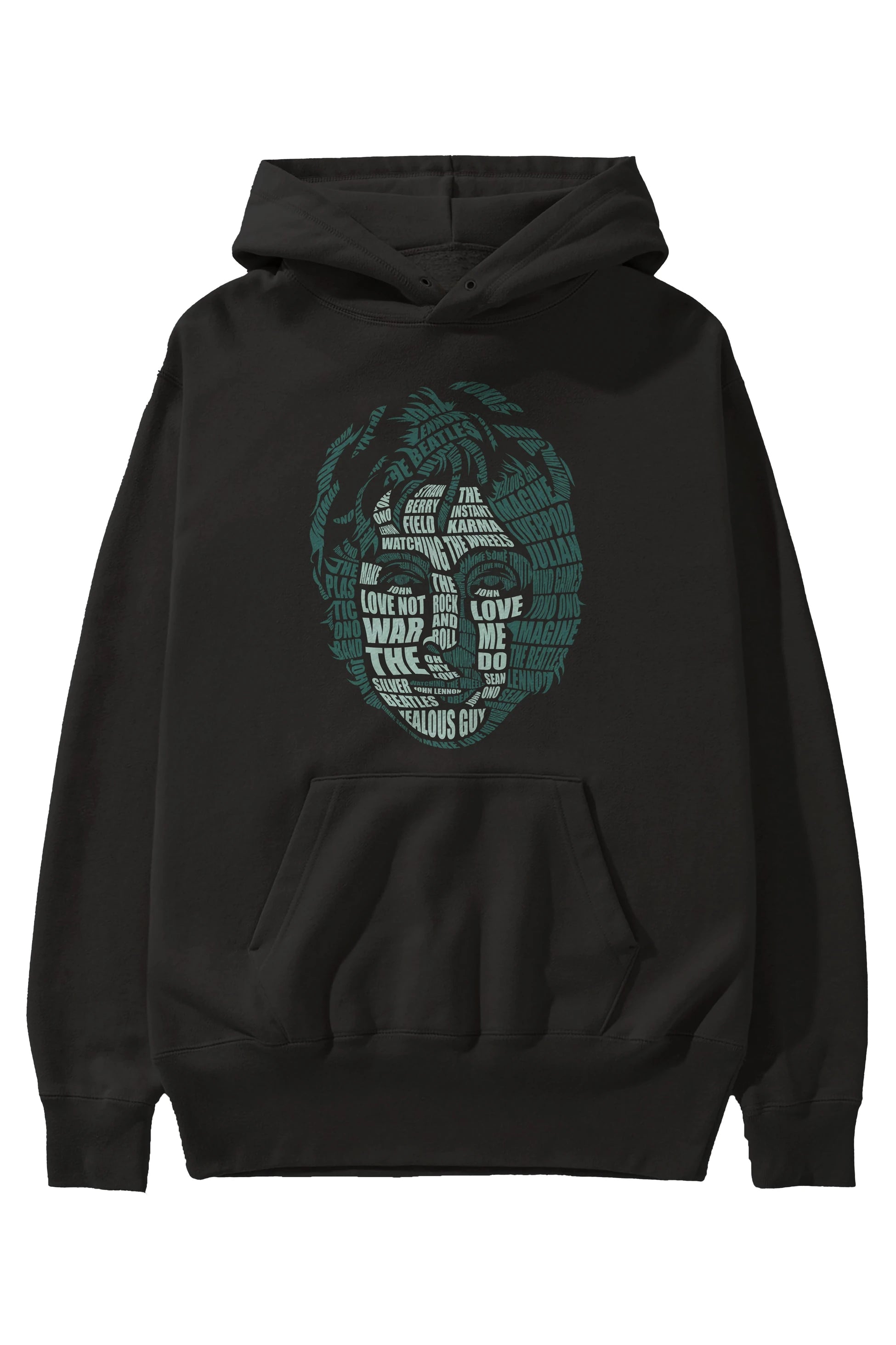 John Lennon Calligram Ön Baskılı Hoodie Oversize Kapüşonlu Sweatshirt Erkek Kadın Unisex