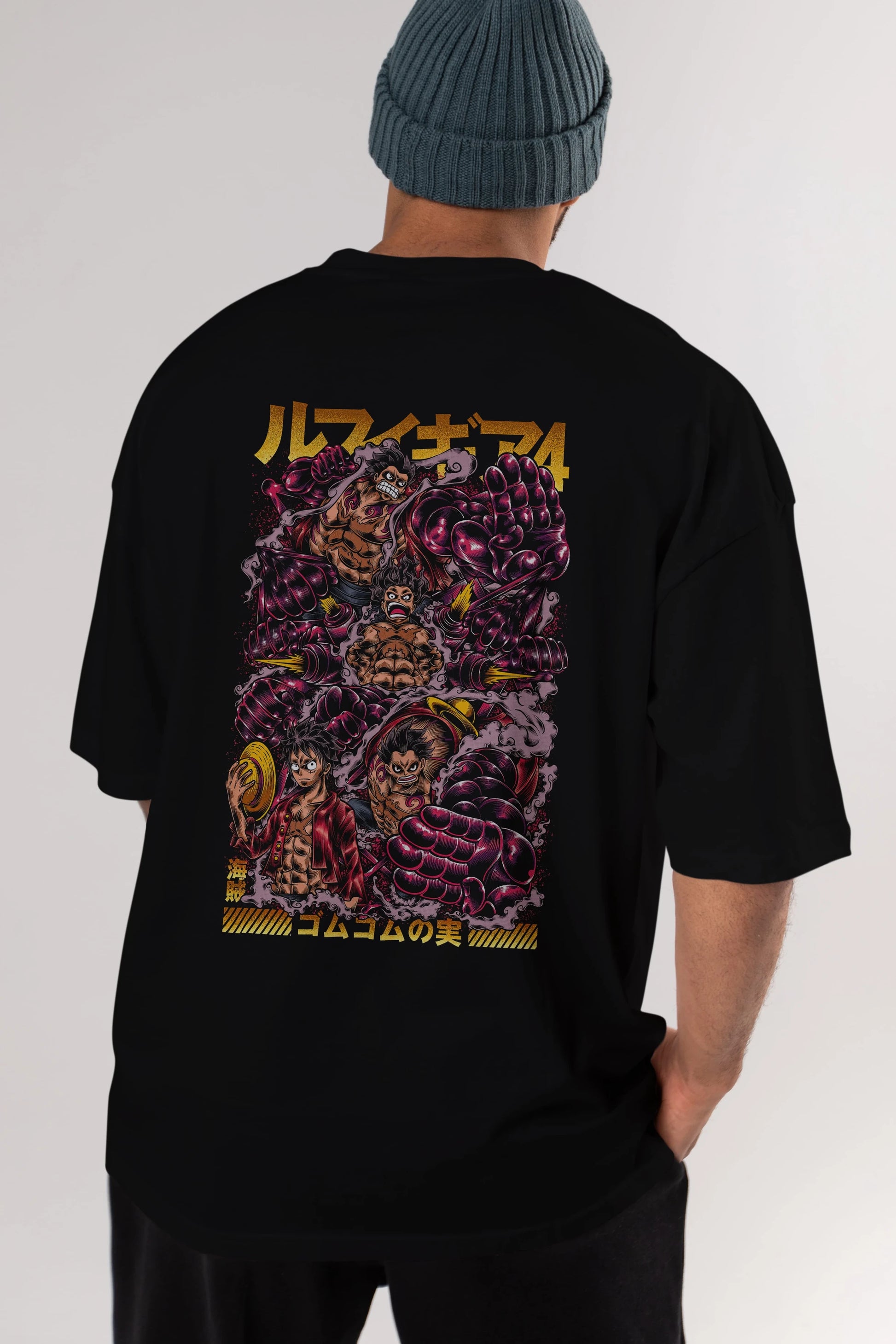 MONKEY D. LUFFY (2) Anime Arka Baskılı Oversize t-shirt Erkek Kadın Unisex