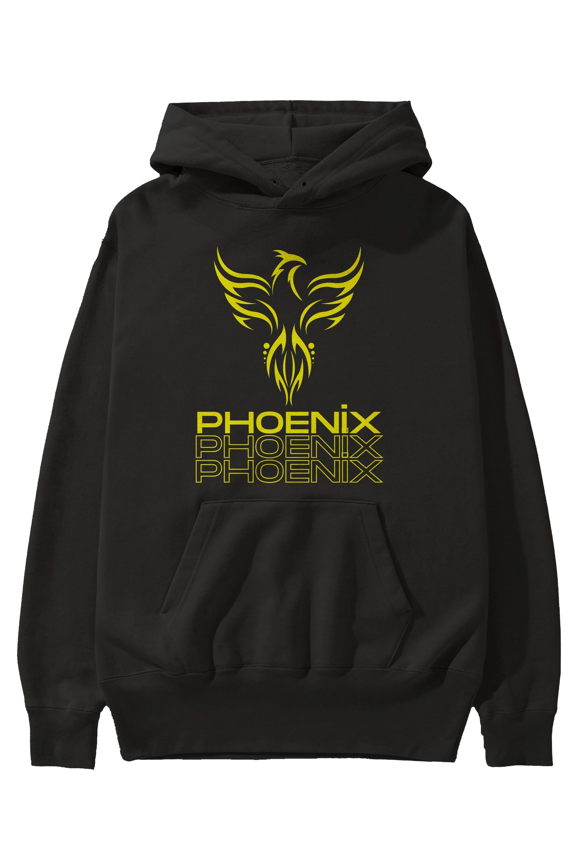 Phoenix Yazılı Ön Baskılı Oversize Hoodie Kapüşonlu Sweatshirt Erkek Kadın Unisex
