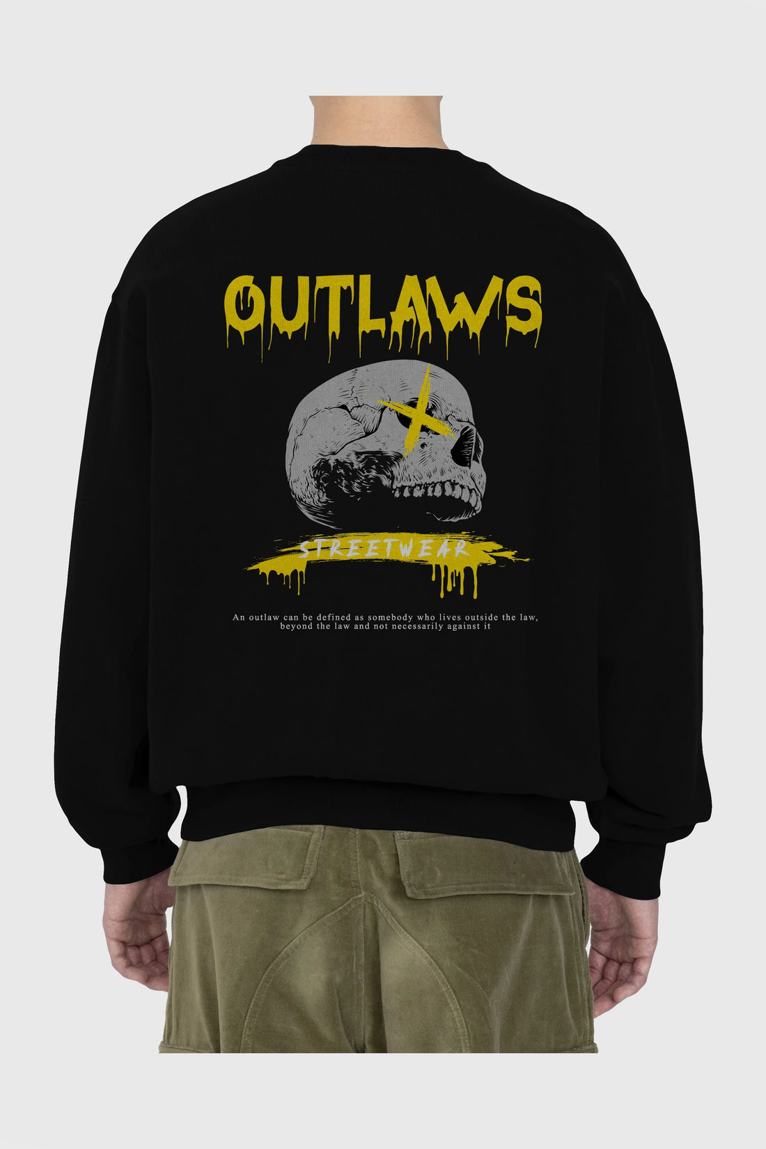 Outlaws Streetwear Arka Baskılı Oversize Sweatshirt Erkek Kadın Unisex