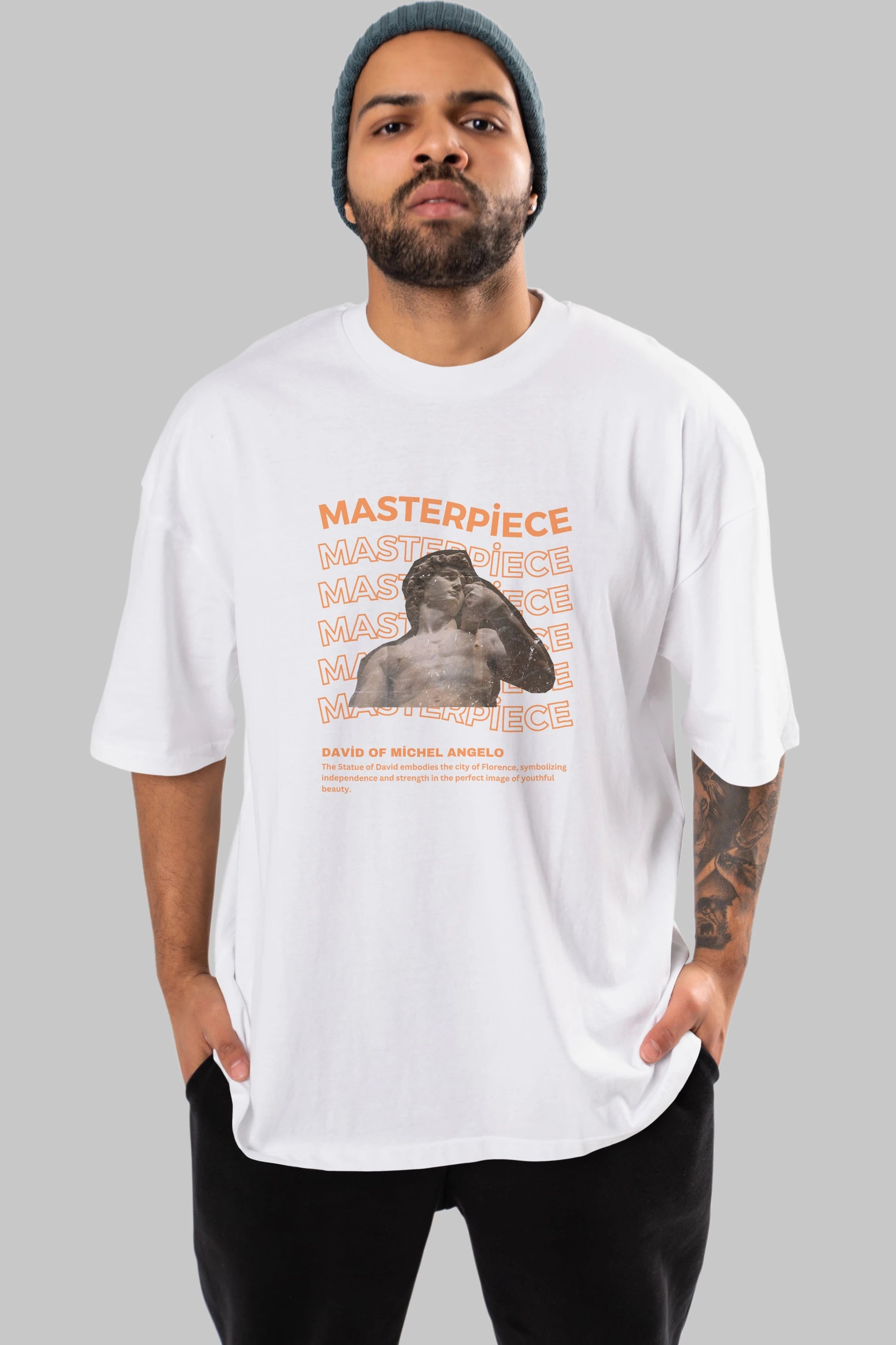 Masterpiece Yazılı Ön Baskılı Oversize t-shirt Erkek Kadın Unisex