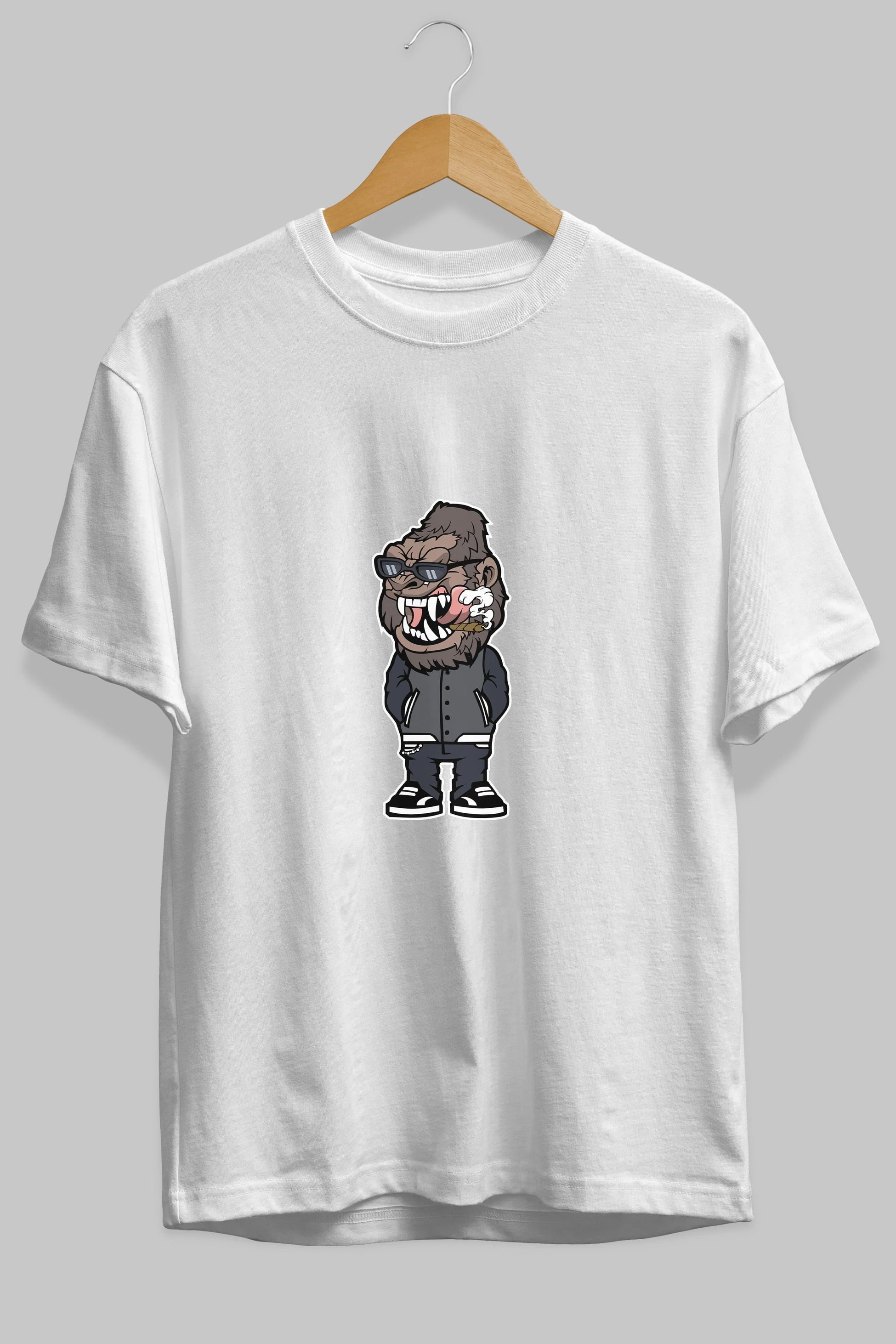 Gorilla Street Style Ön Baskılı Oversize t-shirt Erkek Kadın Unisex %100 Pamuk tişort