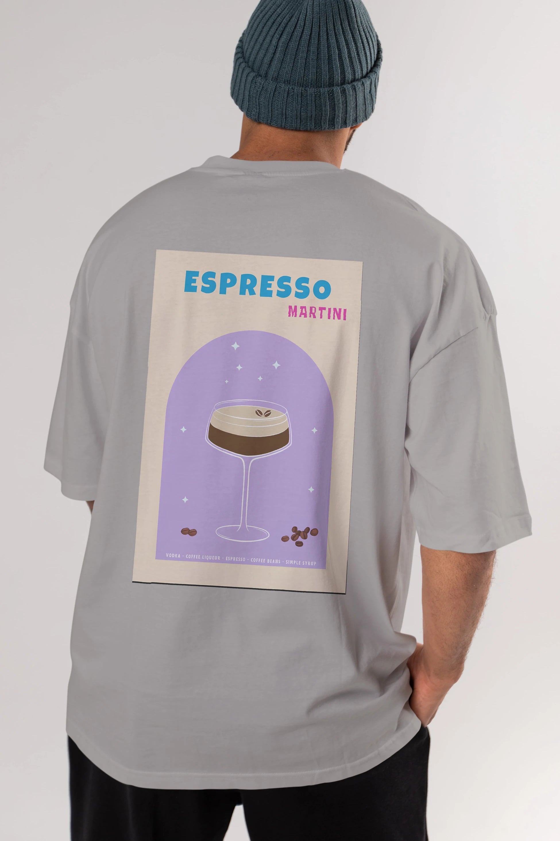 Espresso Martini 5 Arka Baskılı Oversize t-shirt Erkek Kadın Unisex %100 Pamuk Bisiklet Yaka tişort