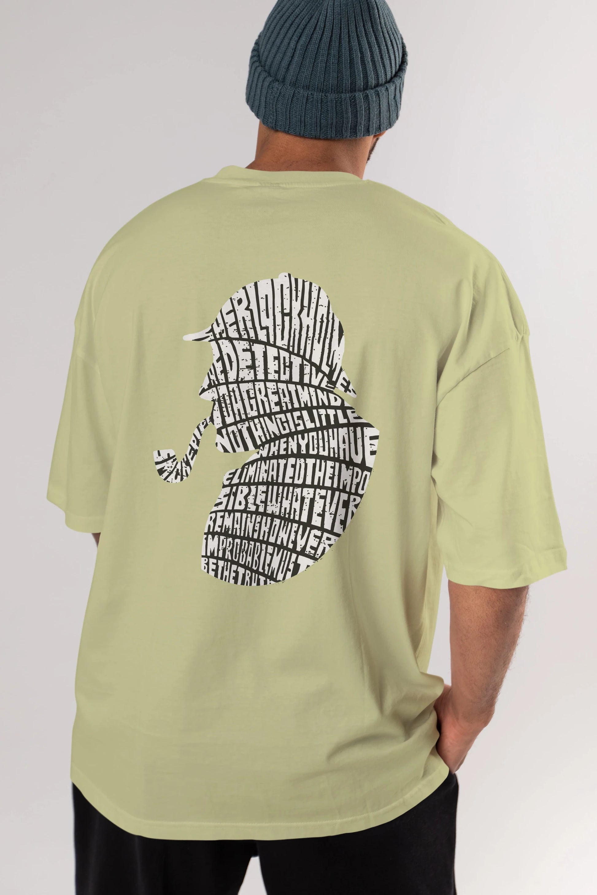 Holmes Arka Baskılı Oversize t-shirt %100 pamuk Erkek Kadın Unisex