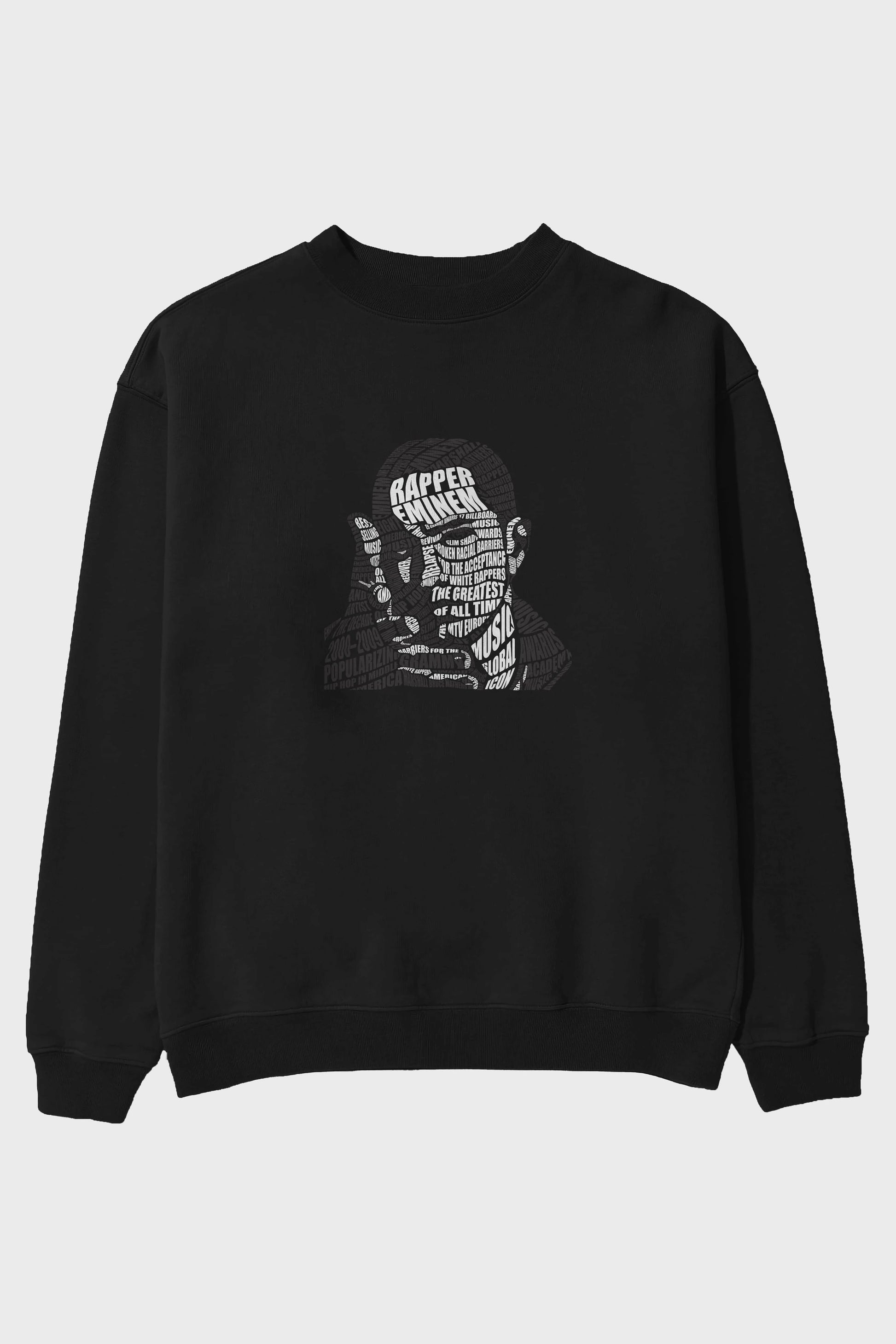 Eminem Calligram Ön Baskılı Oversize Sweatshirt Erkek Kadın Unisex