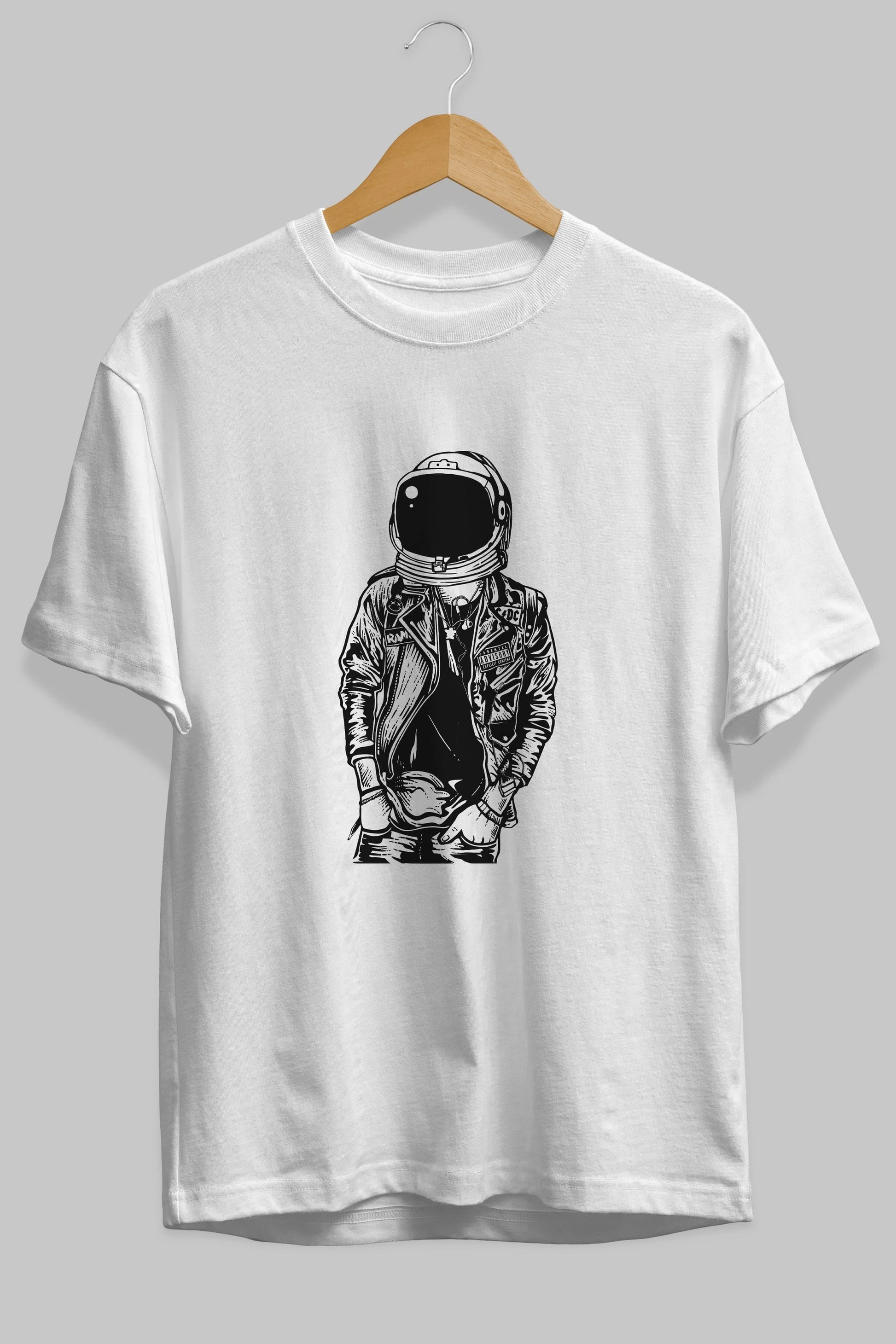 Astronaut Punkster Ön Baskılı Oversize t-shirt Erkek Kadın Unisex %100 Pamuk tişort