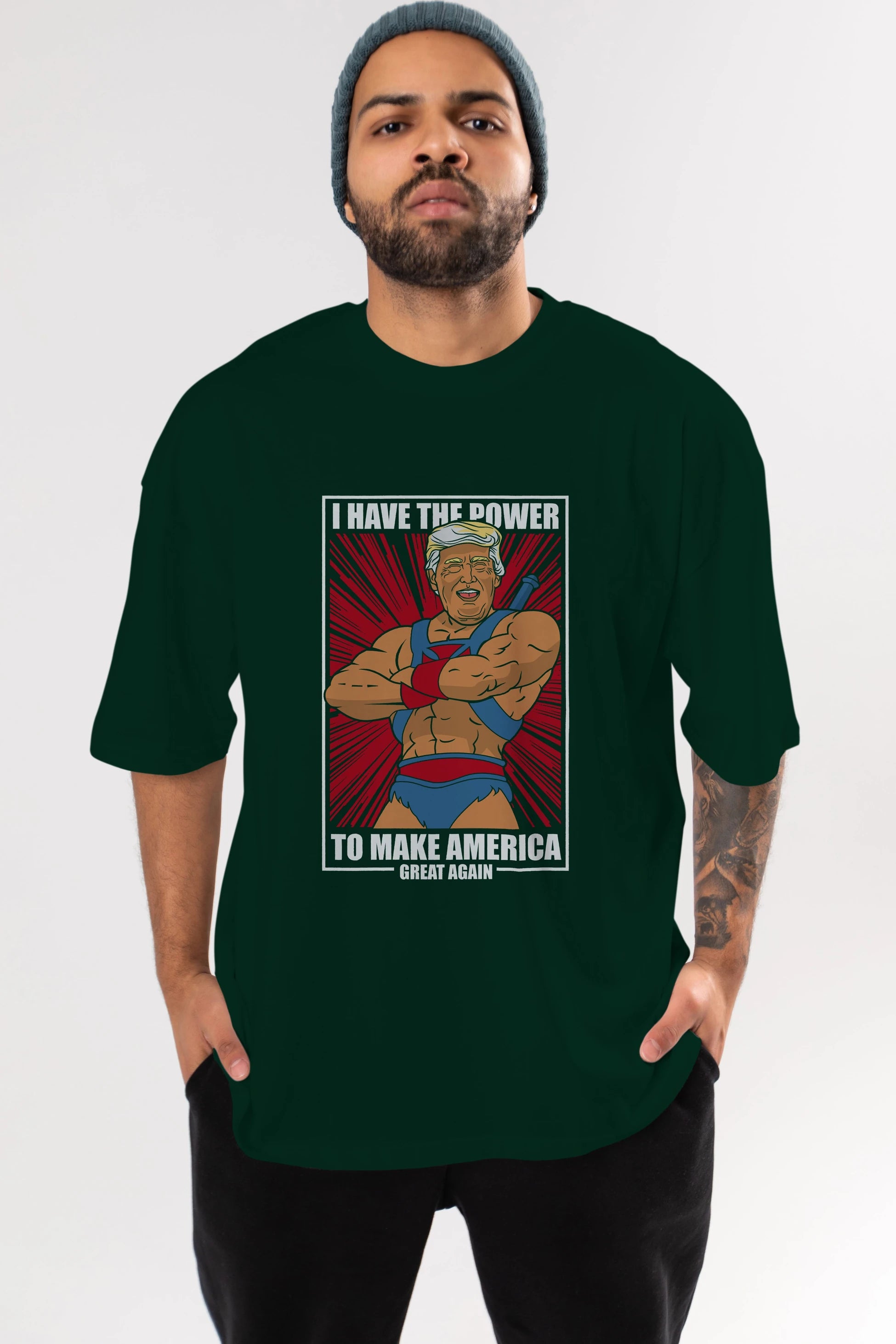 Trump Heman Ön Baskılı Oversize t-shirt Erkek Kadın Unisex %100 Pamuk tişort