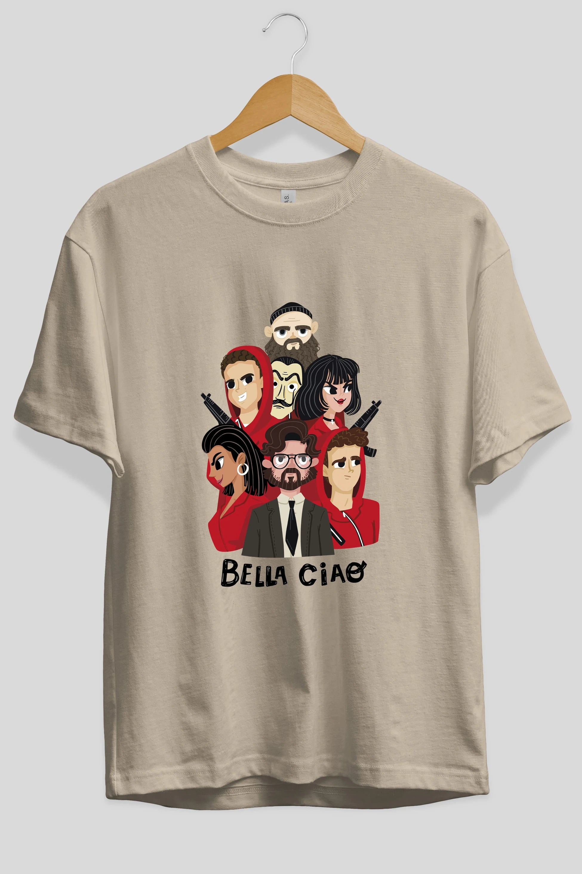 La Casa De Papel (13) Ön Baskılı Oversize t-shirt Erkek Kadın Unisex %100 Pamuk Bisiklet Yaka tişort