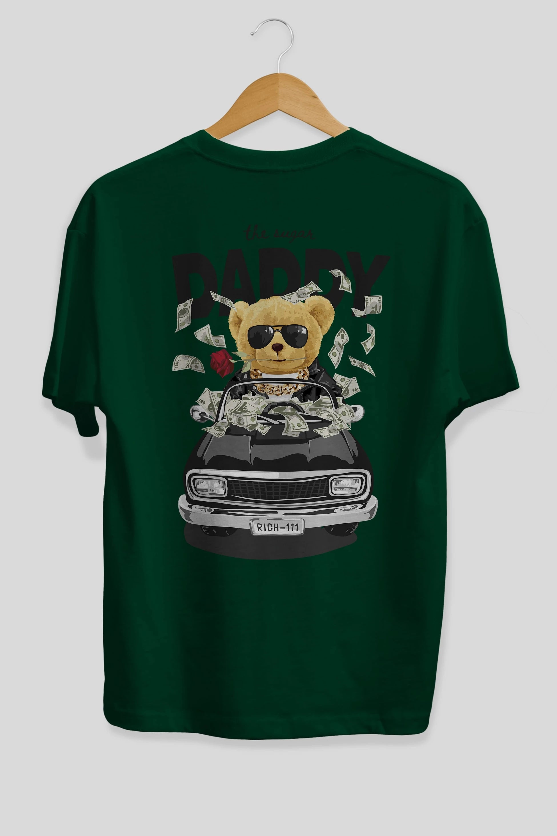 Teddy Bear Daddy Arka Baskılı Oversize t-shirt Erkek Kadın Unisex %100 Pamuk