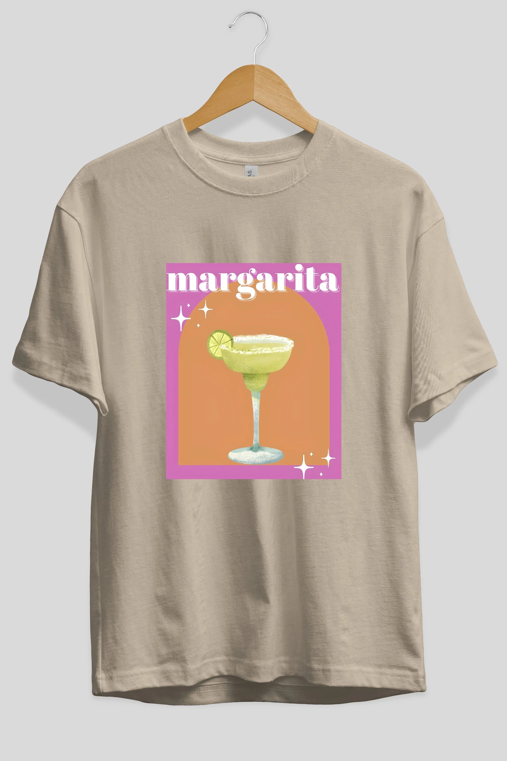 Margarita 7 Ön Baskılı Oversize t-shirt Erkek Kadın Unisex %100 Pamuk Bisiklet Yaka tişort