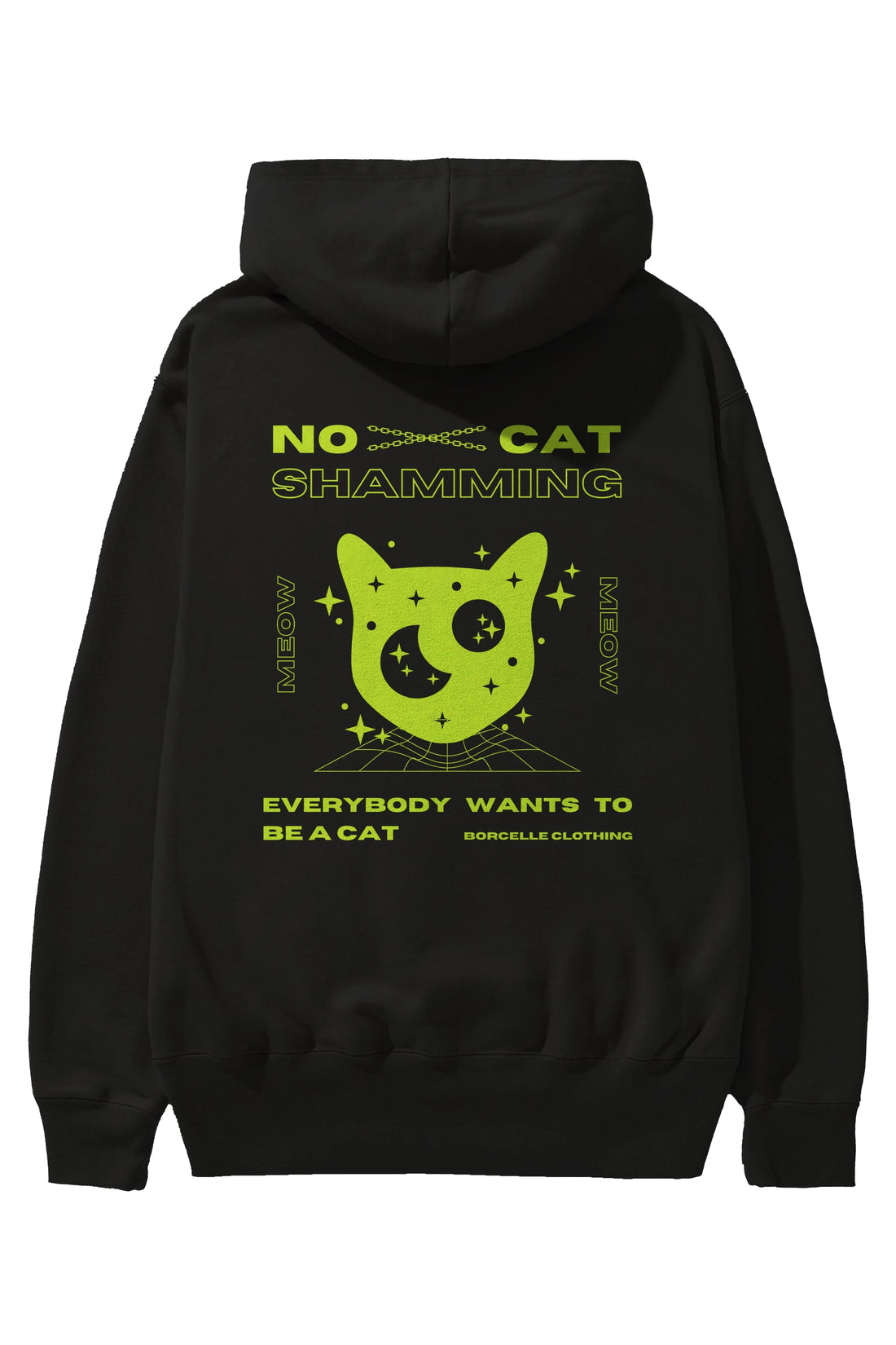 No Cat Shamming Yazılı Arka Baskılı Oversize Hoodie Kapüşonlu Sweatshirt Erkek Kadın Unisex