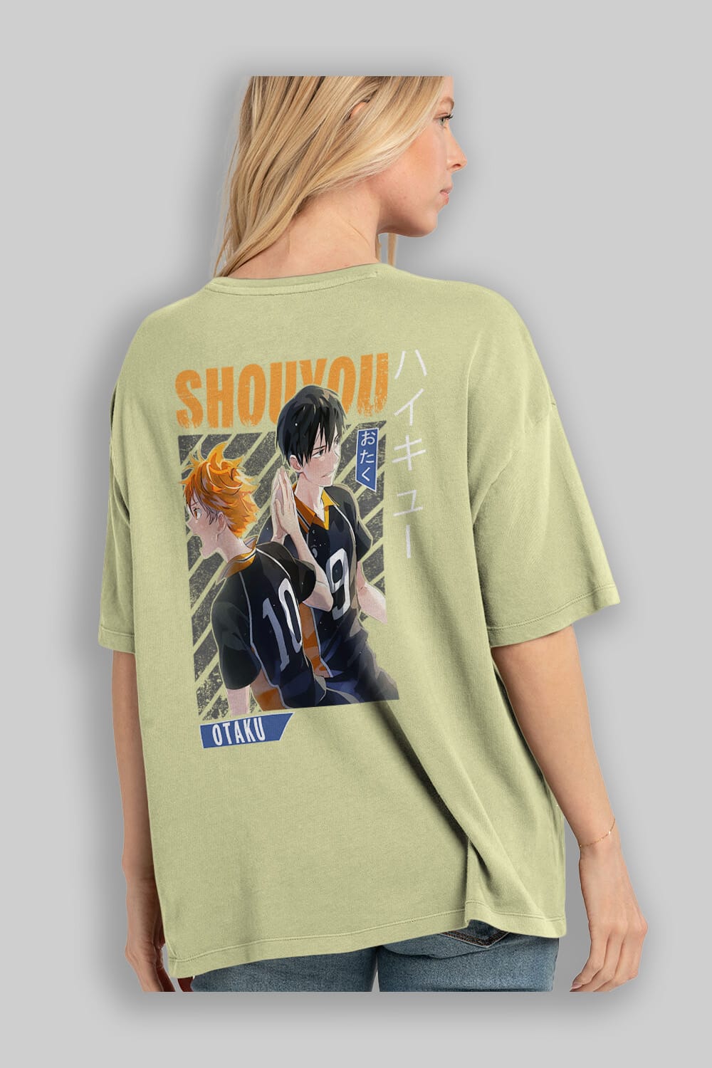 Shouyou Hinata 12 Anime Arka Baskılı Oversize t-shirt Erkek Kadın Unisex