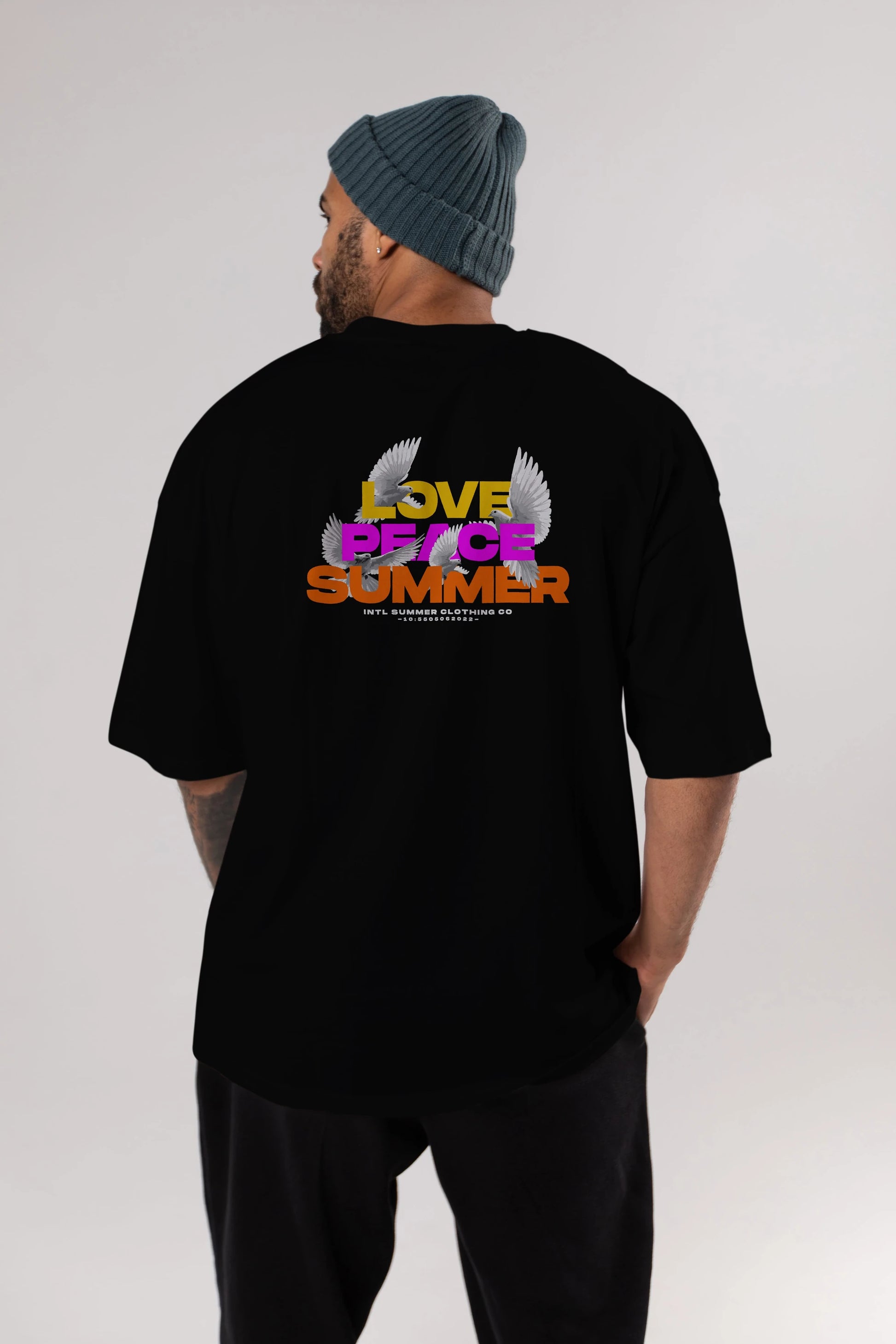 Love Peace Summer Arka Baskılı Oversize t-shirt Erkek Kadın Unisex