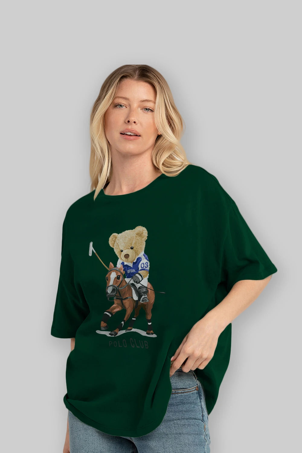 Teddy Bear Polo Club Ön Baskılı Oversize t-shirt Erkek Kadın Unisex %100 Pamuk