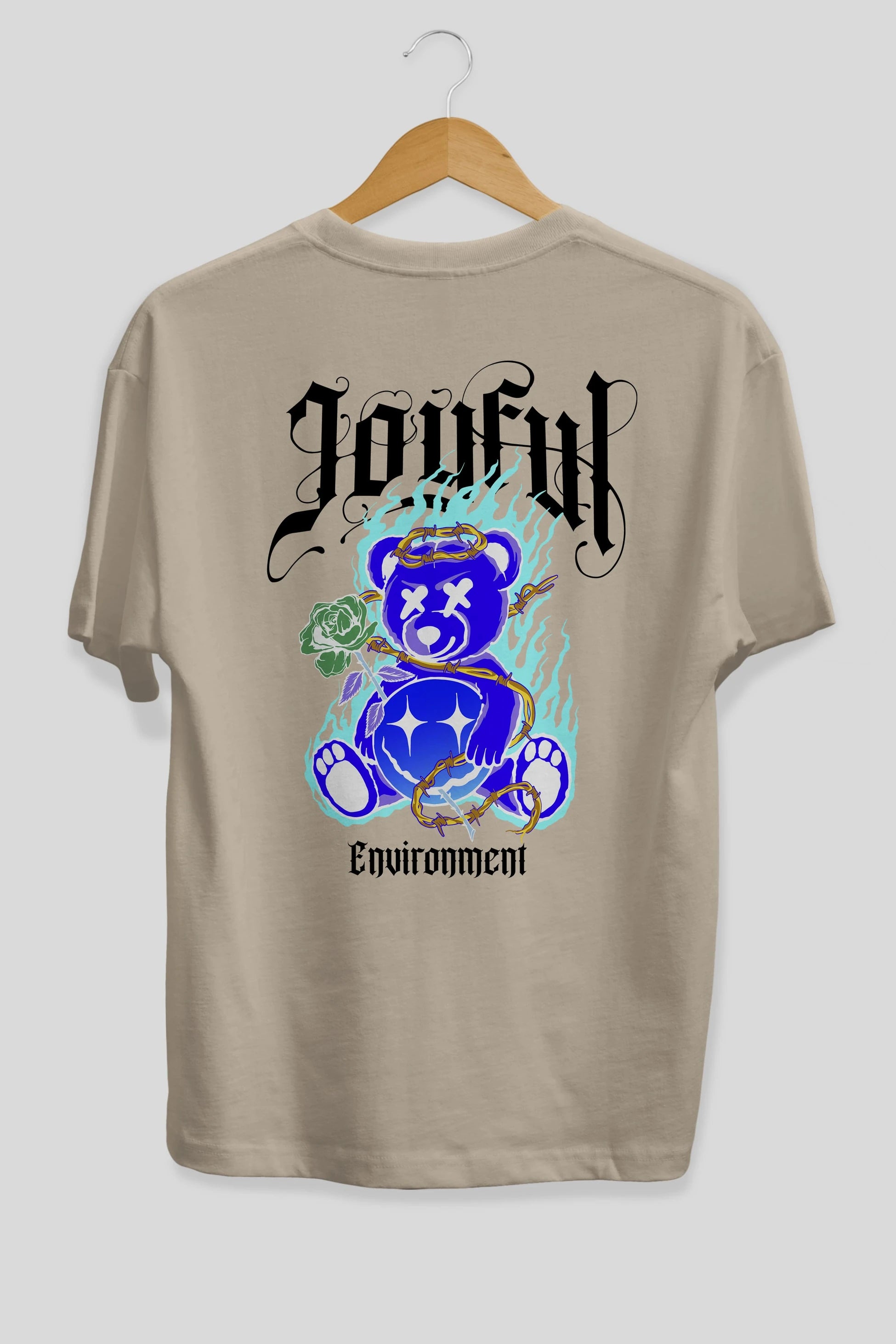 Joyful Bear Arka Baskılı Oversize t-shirt Erkek Kadın Unisex