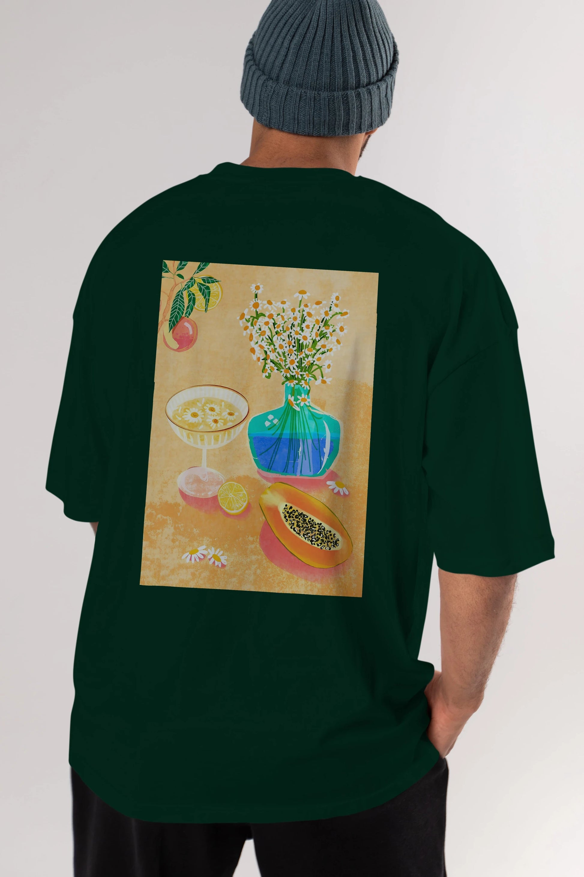 Cheers 2 Arka Baskılı Oversize t-shirt Erkek Kadın Unisex %100 Pamuk Bisiklet Yaka tişort