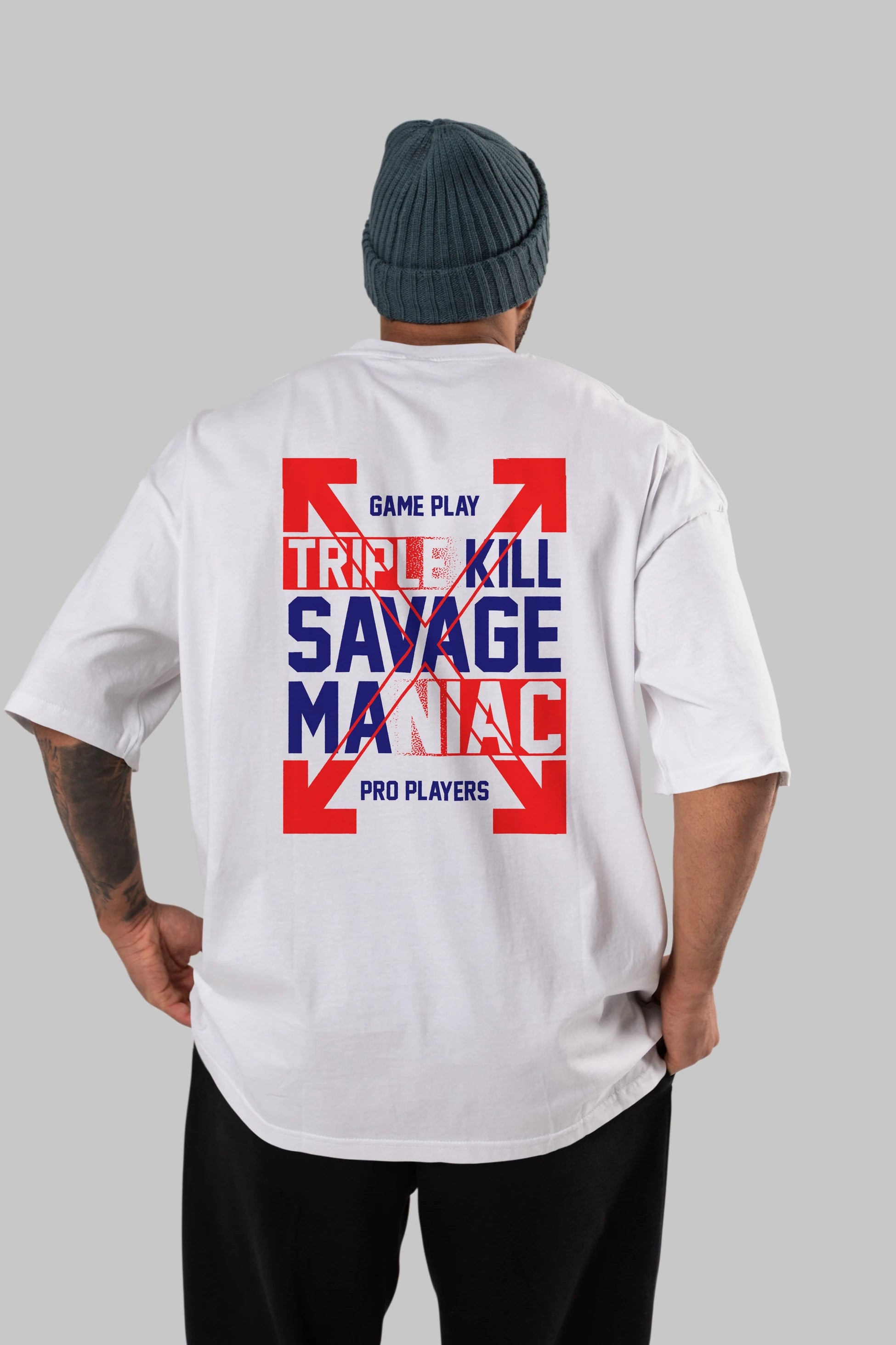 Kill Savage Arka Baskılı Oversize t-shirt Erkek Kadın Unisex