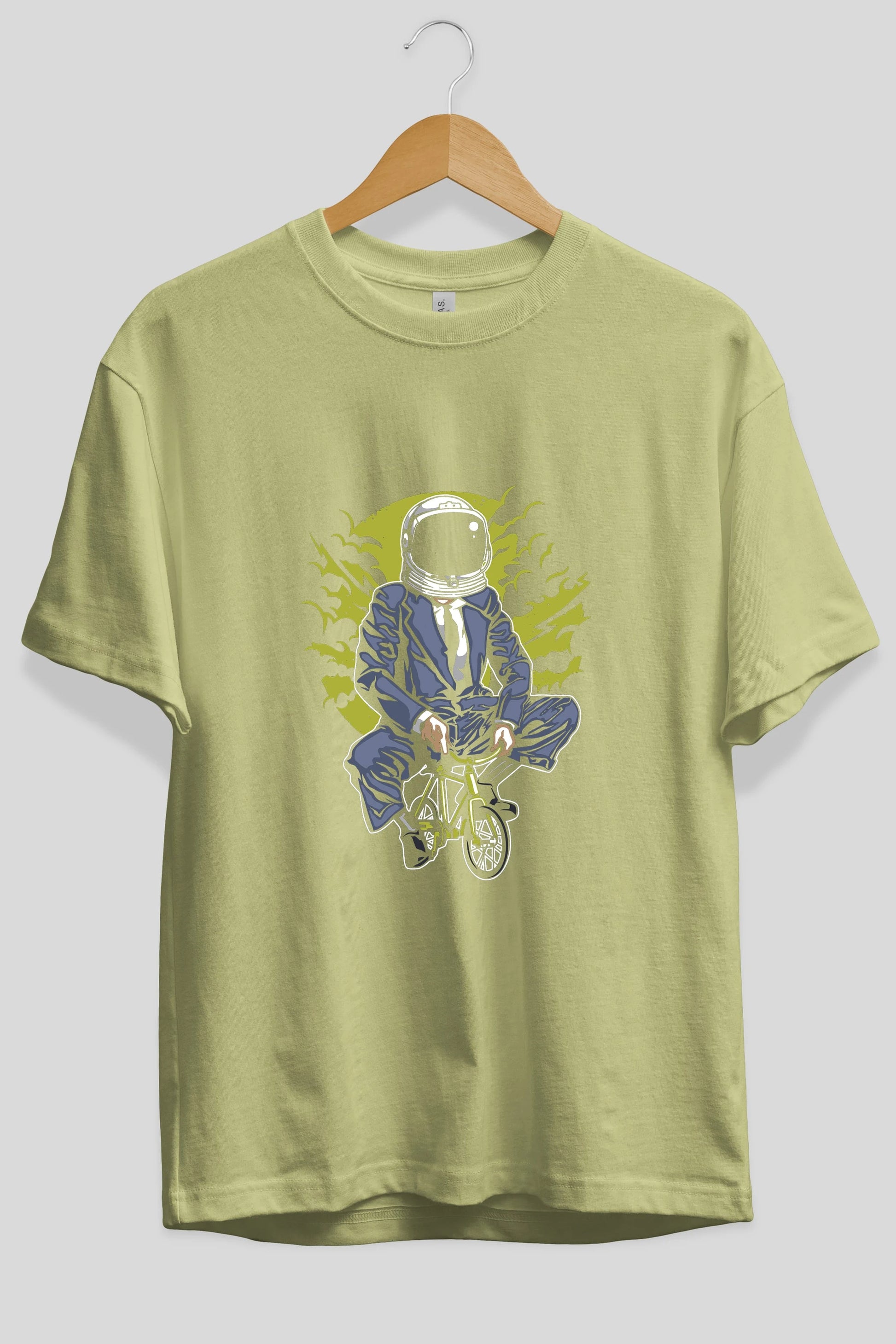 Bike To The Moon Ön Baskılı Oversize t-shirt Erkek Kadın Unisex %100 Pamuk tişort