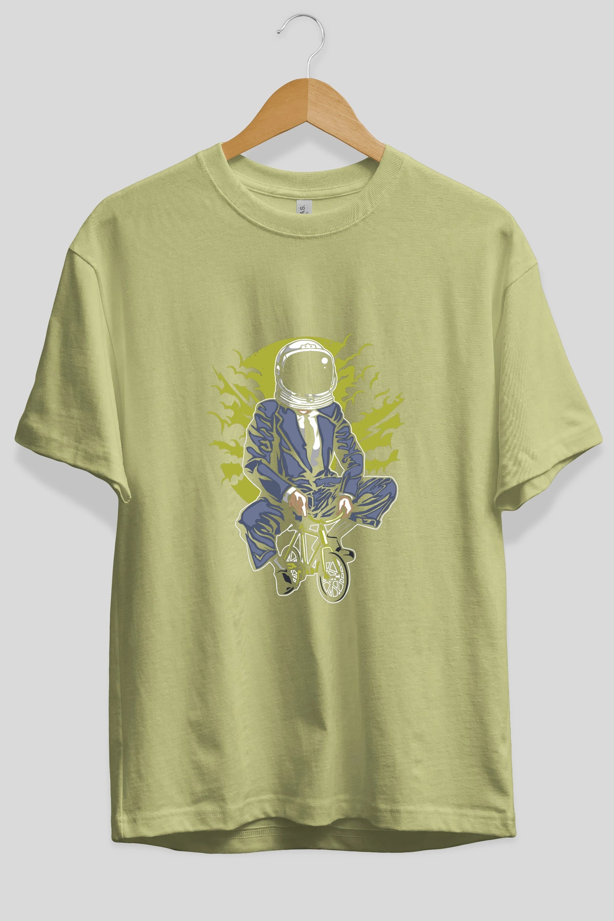 Bike To The Moon Ön Baskılı Oversize t-shirt Erkek Kadın Unisex %100 Pamuk tişort