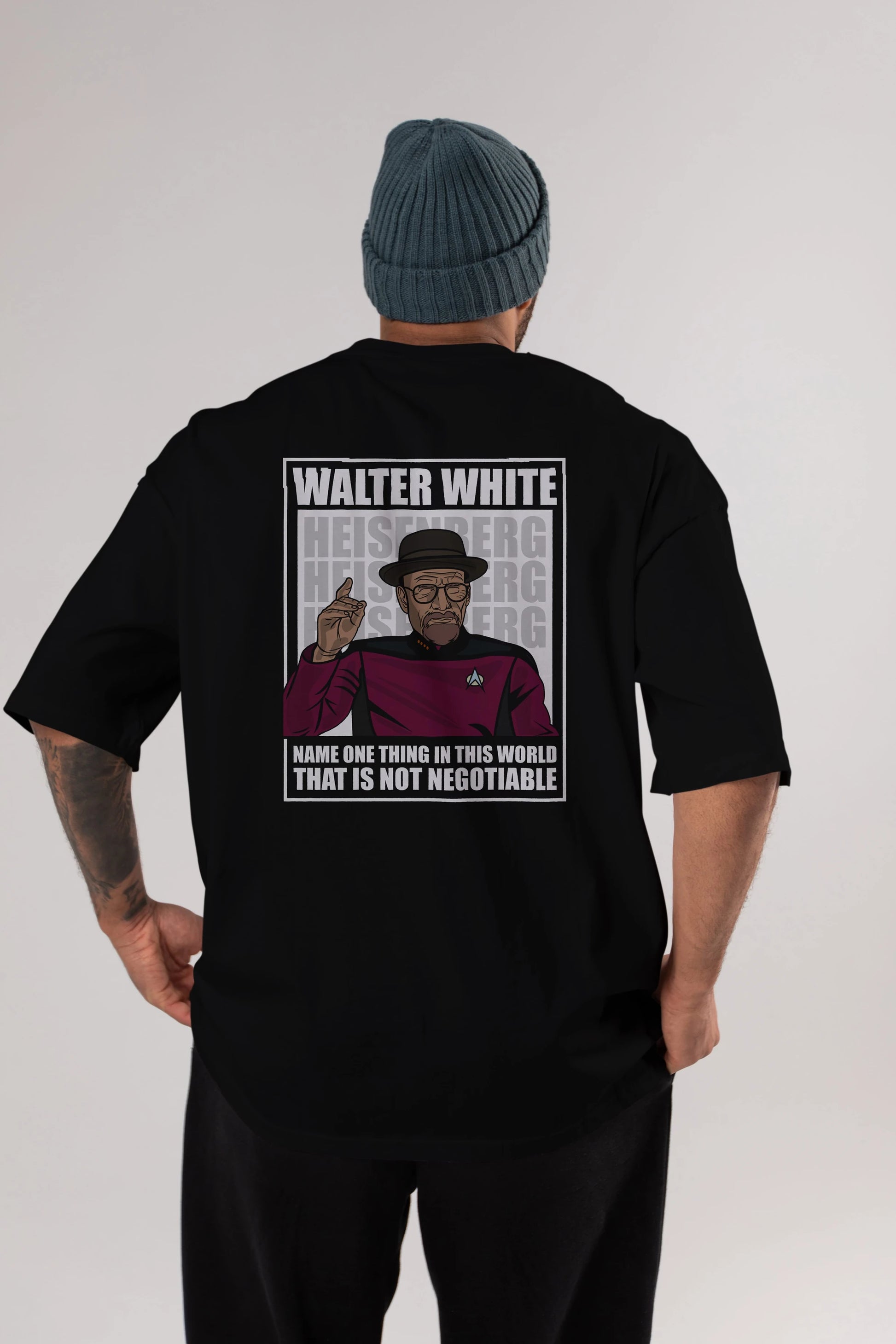 Captain Pixard Heisenberg Arka Baskılı Oversize t-shirt Erkek Kadın Unisex %100 Pamuk tişort