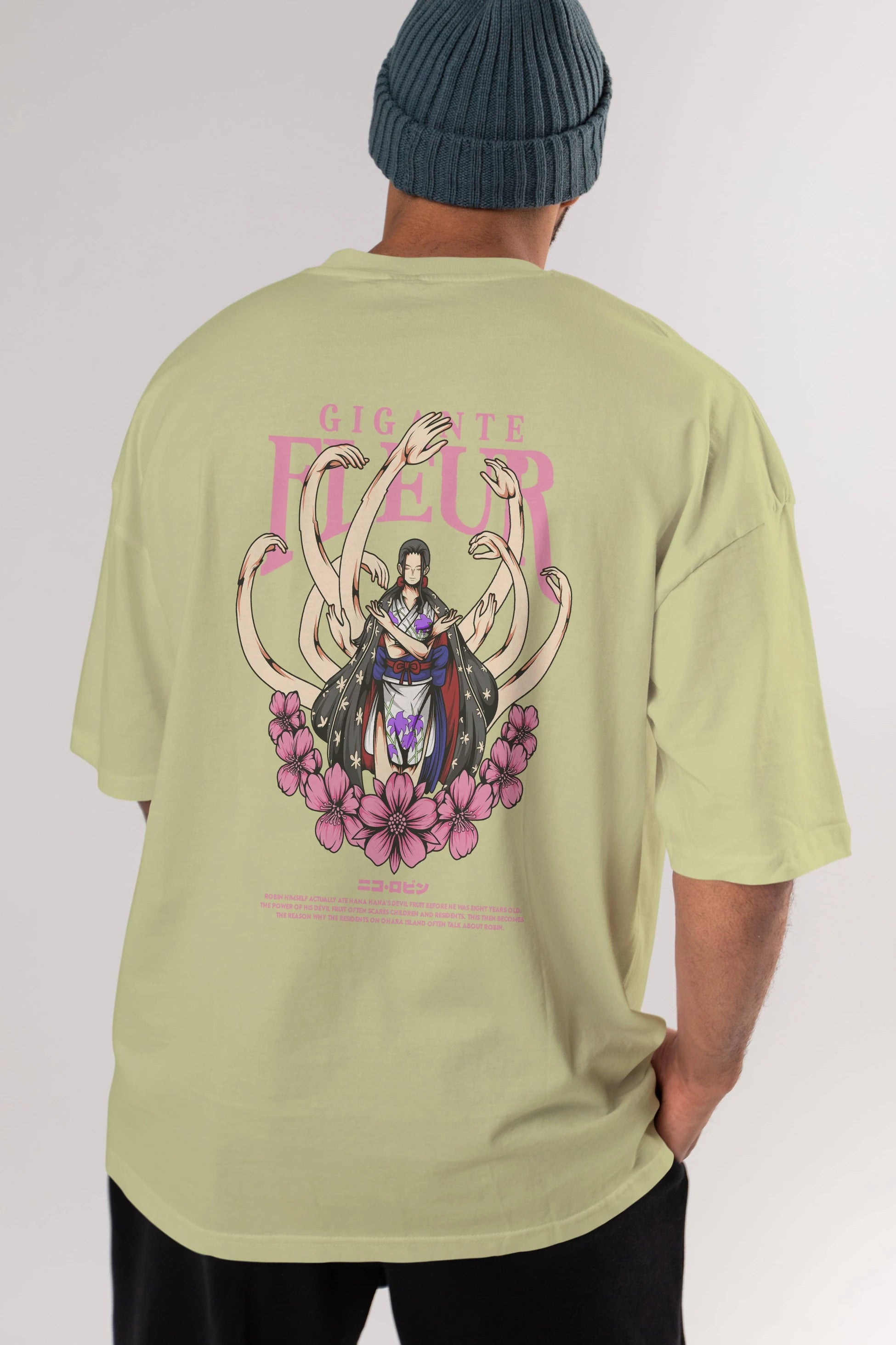 Gigante Fleur Anime Arka Baskılı Oversize t-shirt Erkek Kadın Unisex