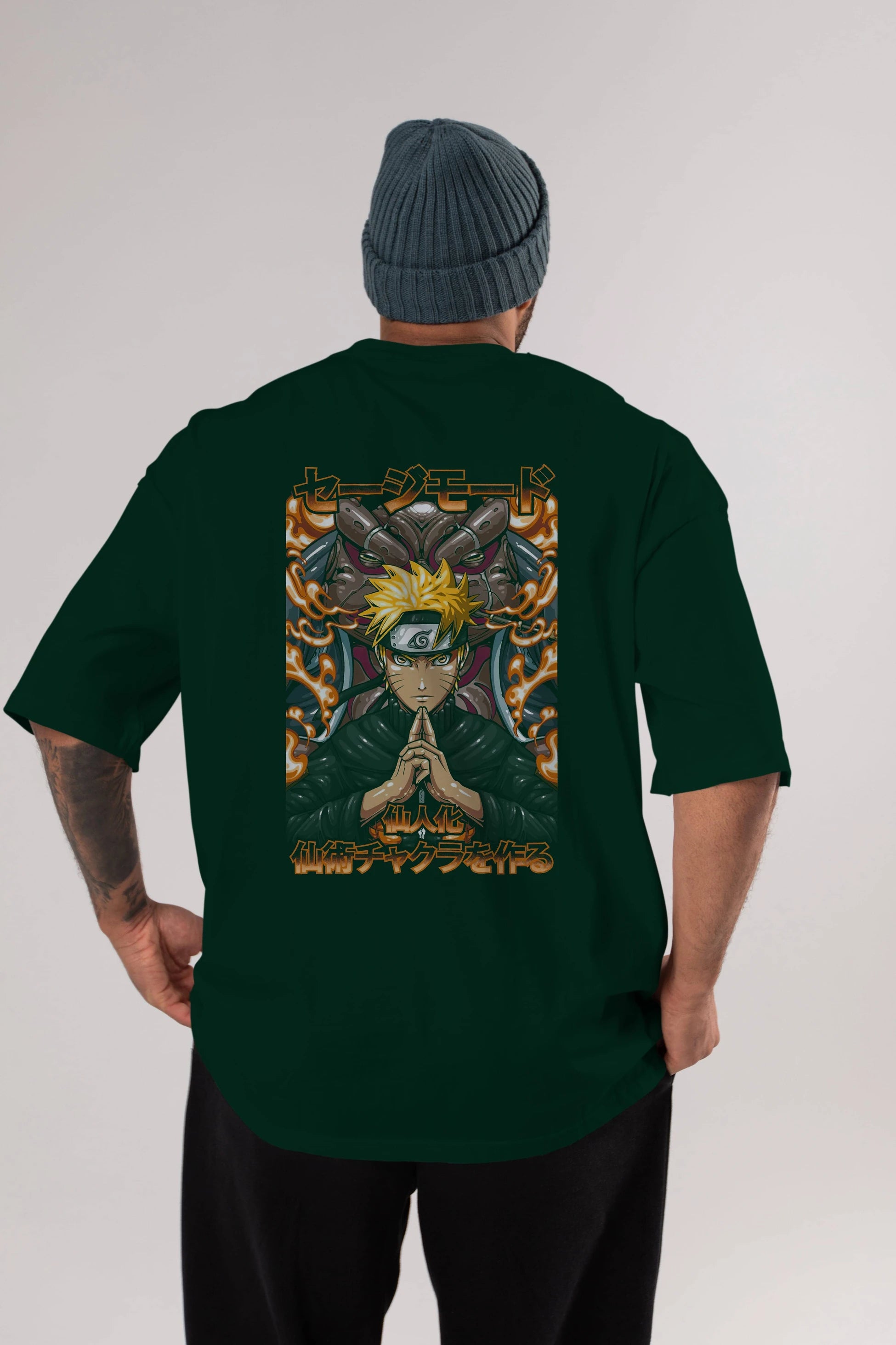 NARUTO (10) Anime Arka Baskılı Oversize t-shirt Erkek Kadın Unisex