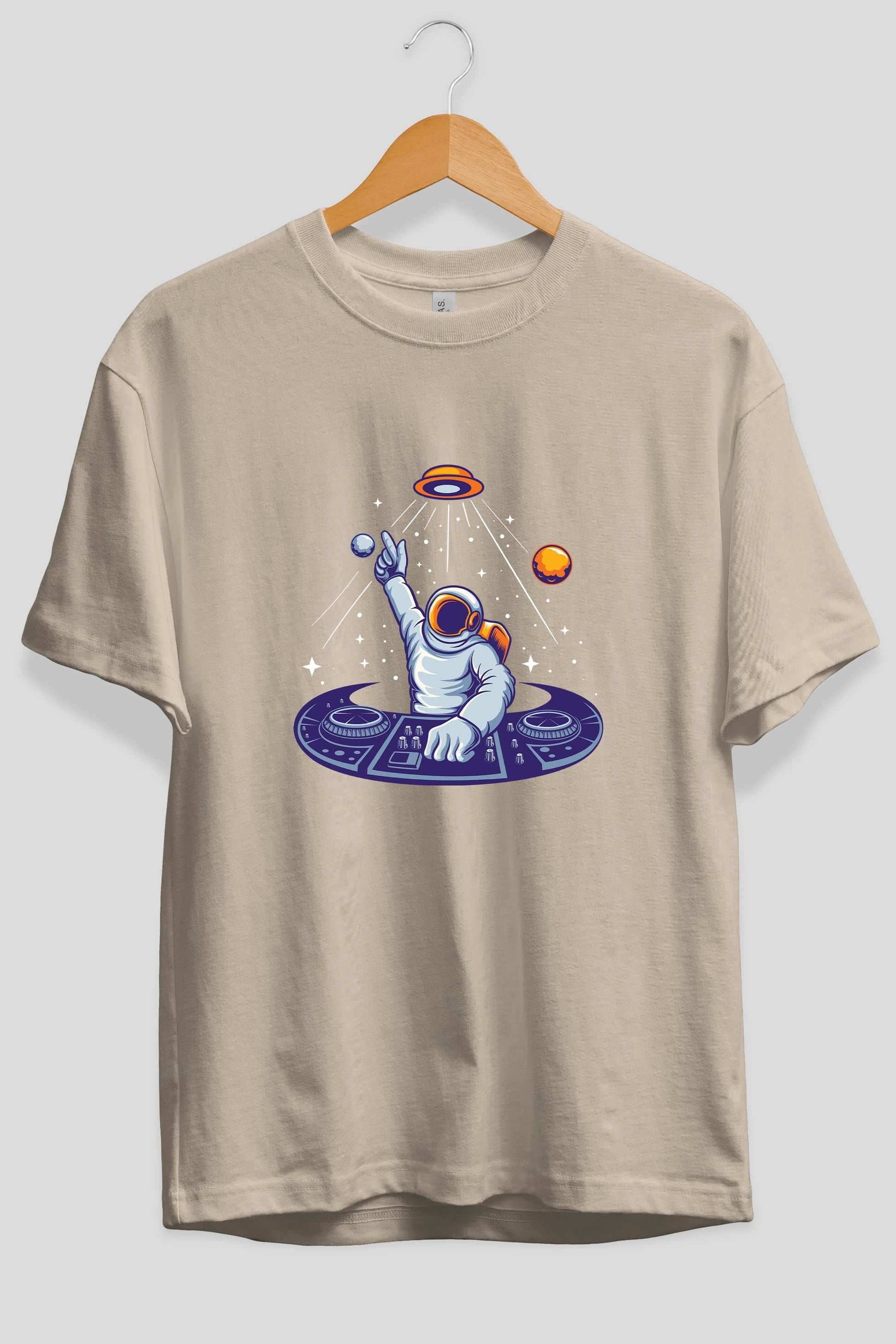 Astronaut Disk Jockey Party Ön Baskılı Oversize t-shirt Erkek Kadın Unisex