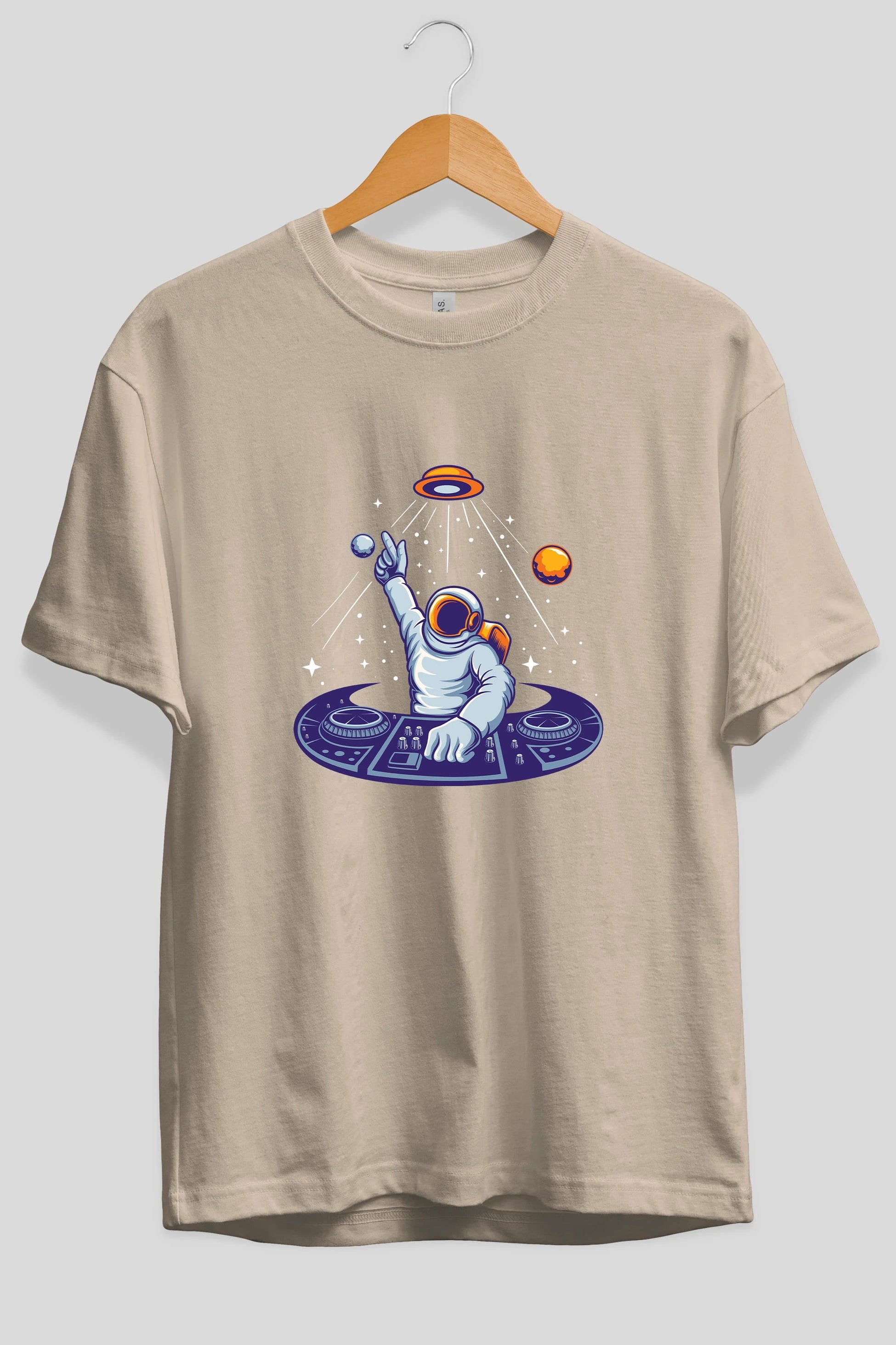 Astronaut Disk Jockey Party Ön Baskılı Oversize t-shirt Erkek Kadın Unisex
