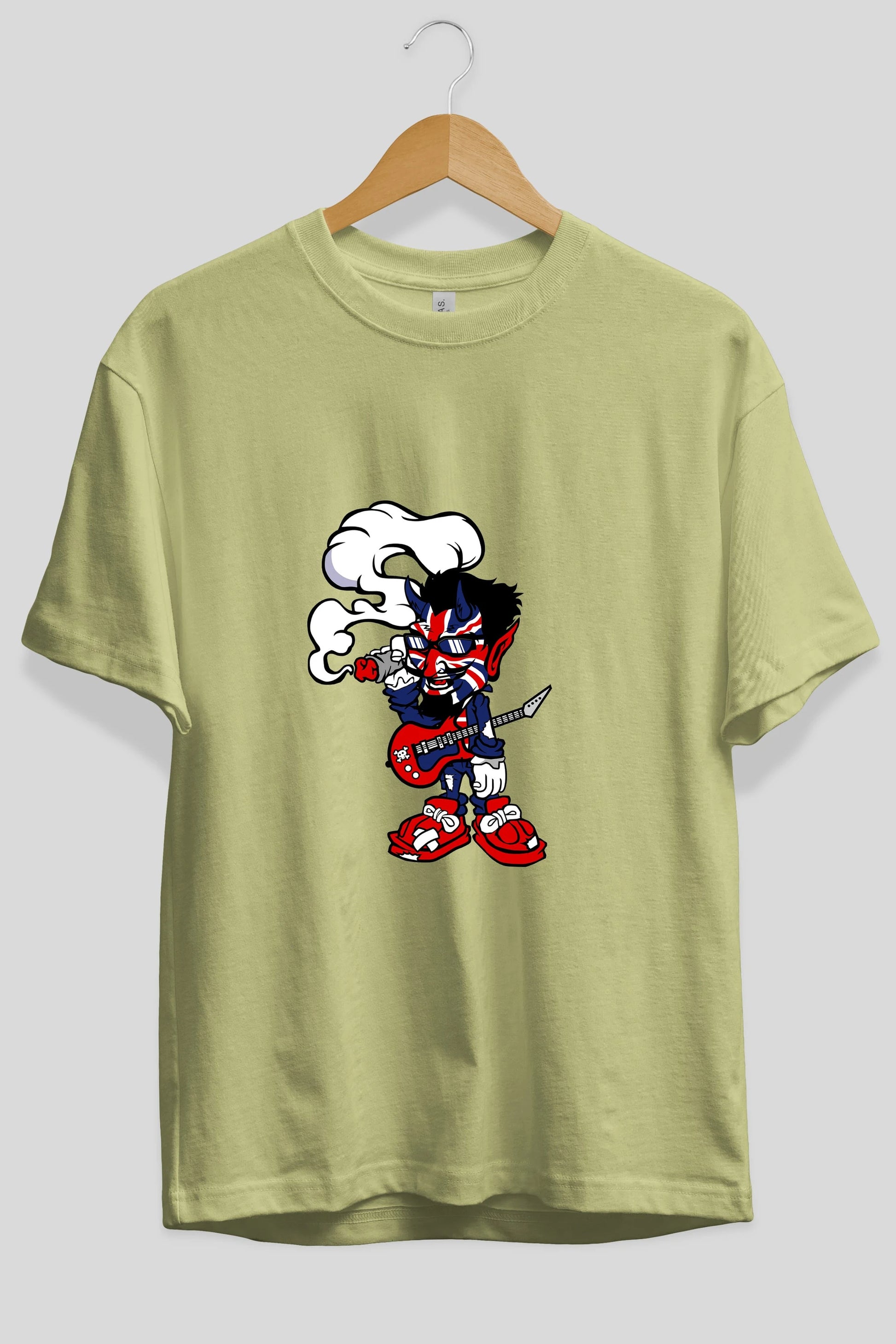 Uk Devil Rockstar Ön Baskılı Oversize t-shirt Erkek Kadın Unisex %100 Pamuk tişort