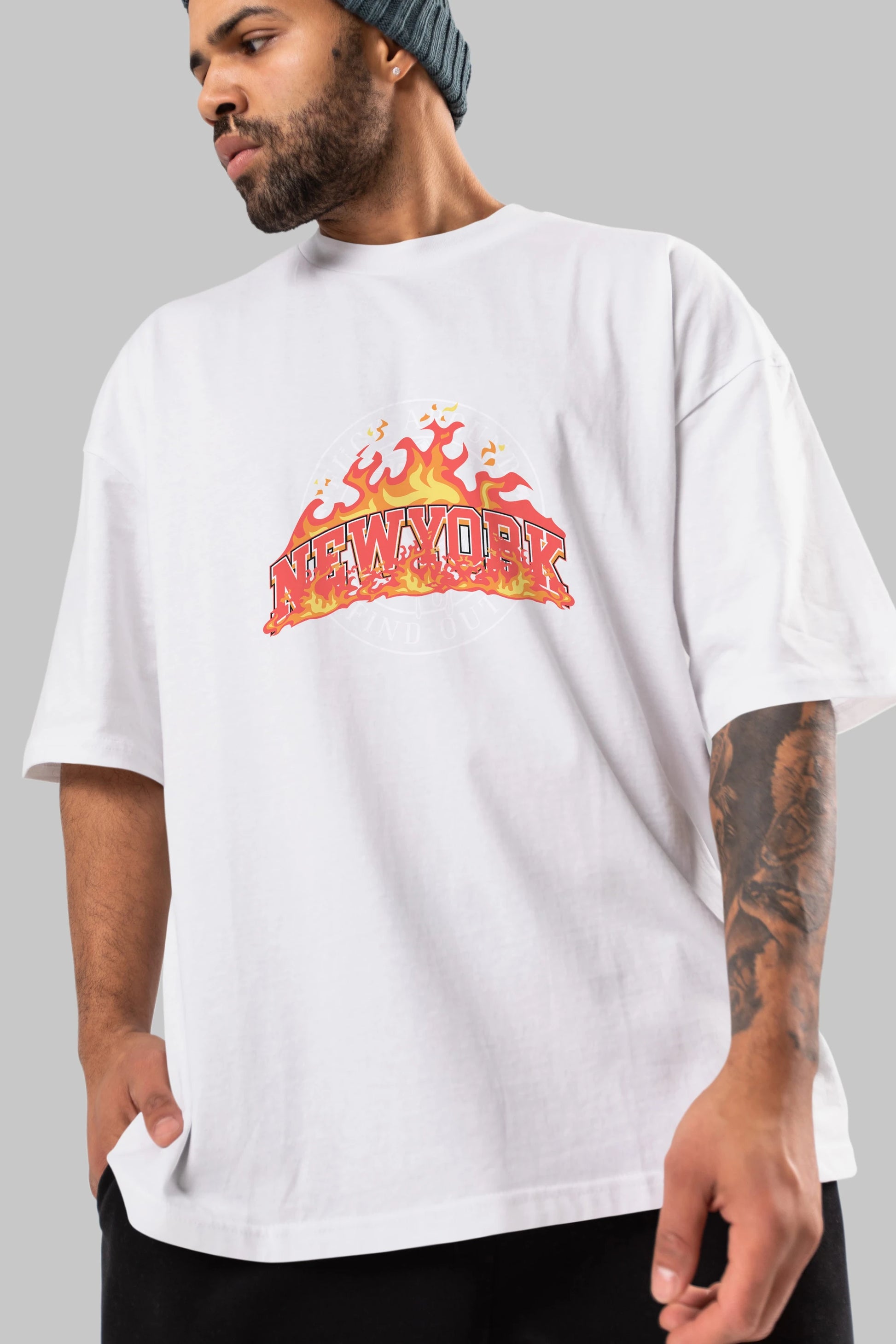 Newyork Style Ön Baskılı Oversize t-shirt Erkek Kadın Unisex