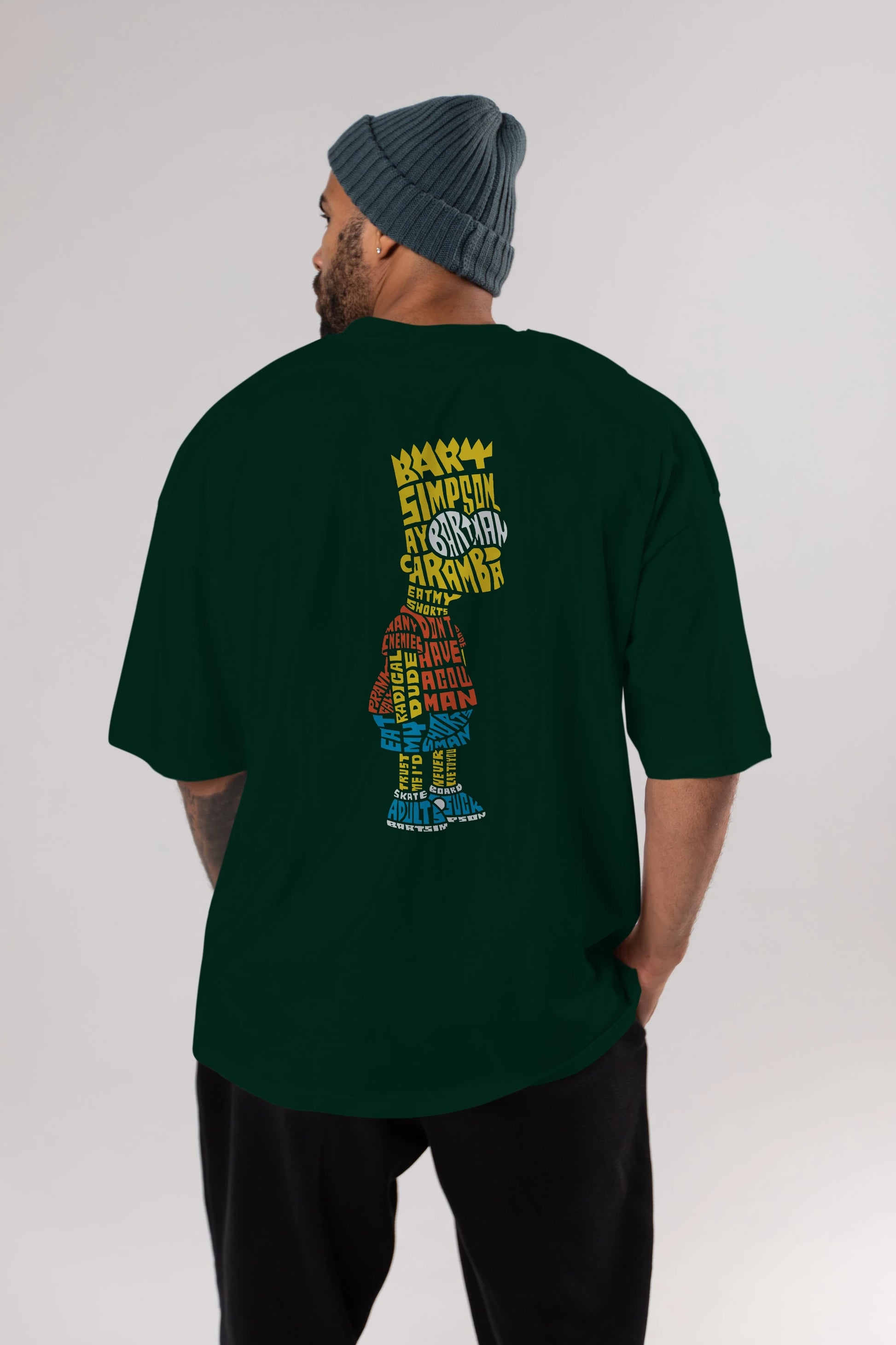 Bart Simpson Arka Baskılı Oversize t-shirt %100 pamuk Erkek Kadın Unisex