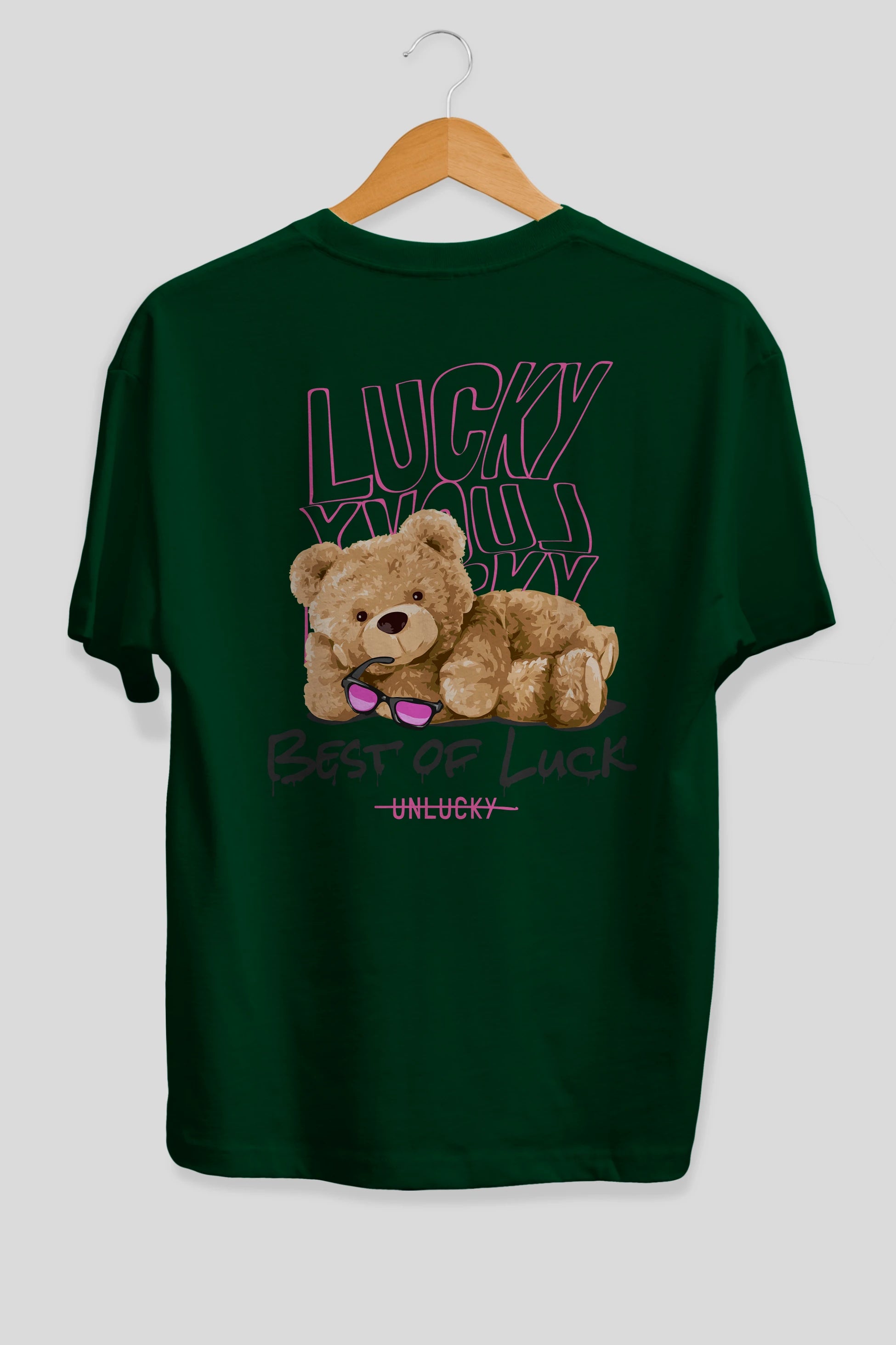 Best of Lucky Bear Arka Baskılı Oversize t-shirt Erkek Kadın Unisex