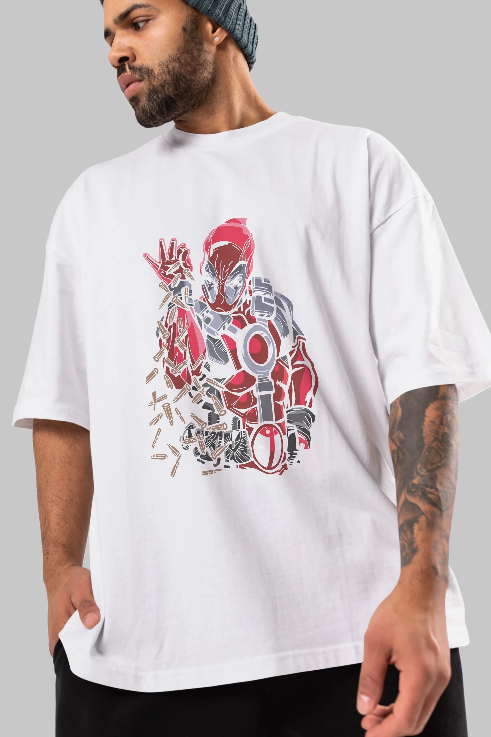 Deadpool (2) Ön Baskılı Oversize t-shirt Erkek Kadın Unisex %100 Pamuk Bisiklet Yaka tişort