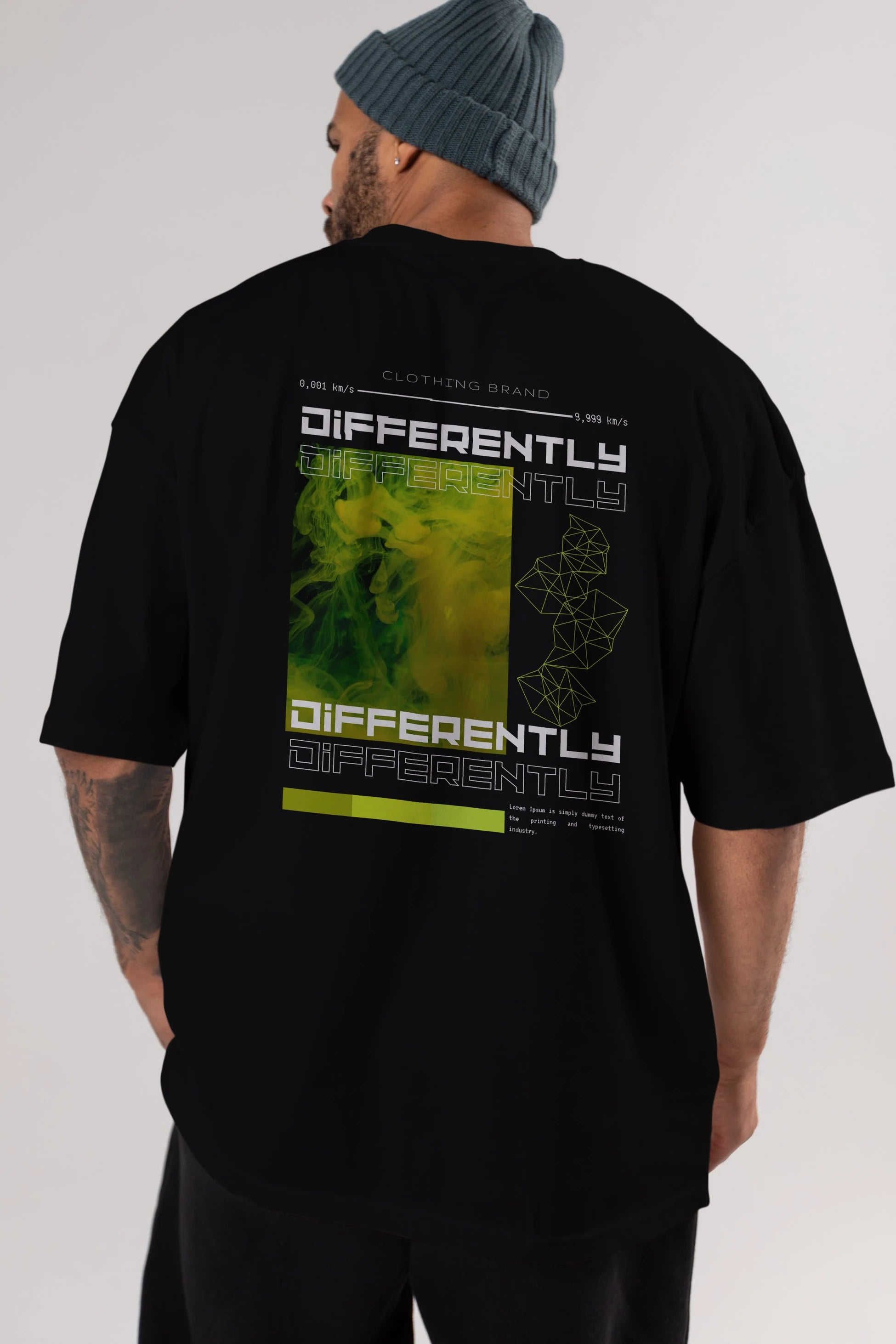 Differently Yazılı Arka Baskılı Oversize t-shirt Erkek Kadın Unisex