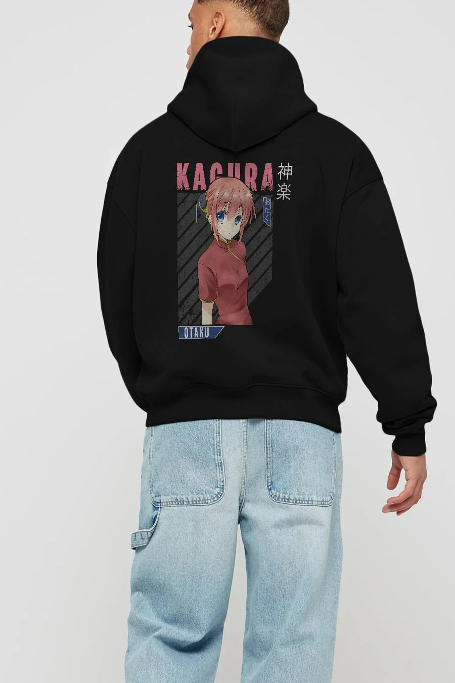 Kagura GINTAMA Anime Arka Baskılı Hoodie Oversize Kapüşonlu Sweatshirt Erkek Kadın Unisex