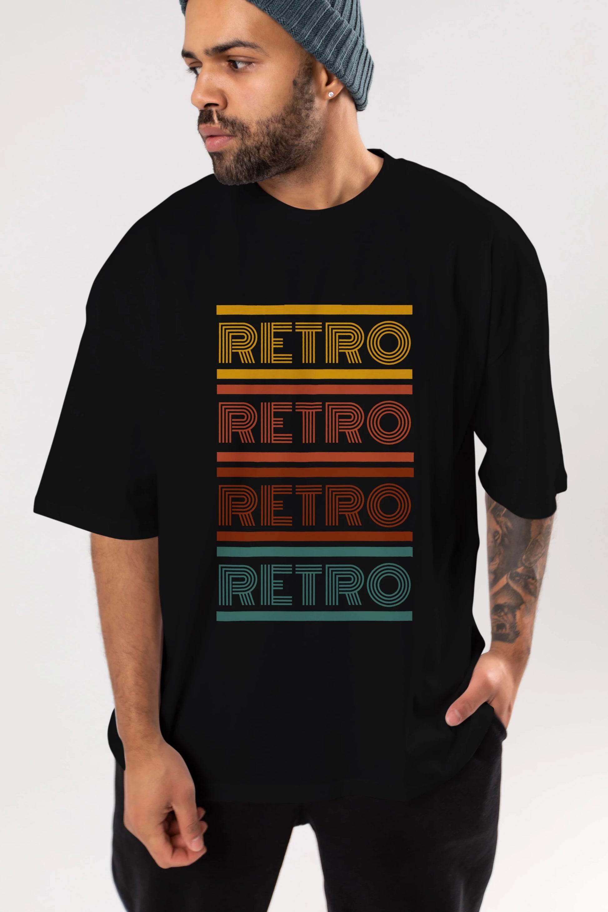 Retro Yazılı Ön Baskılı Oversize t-shirt Erkek Kadın Unisex