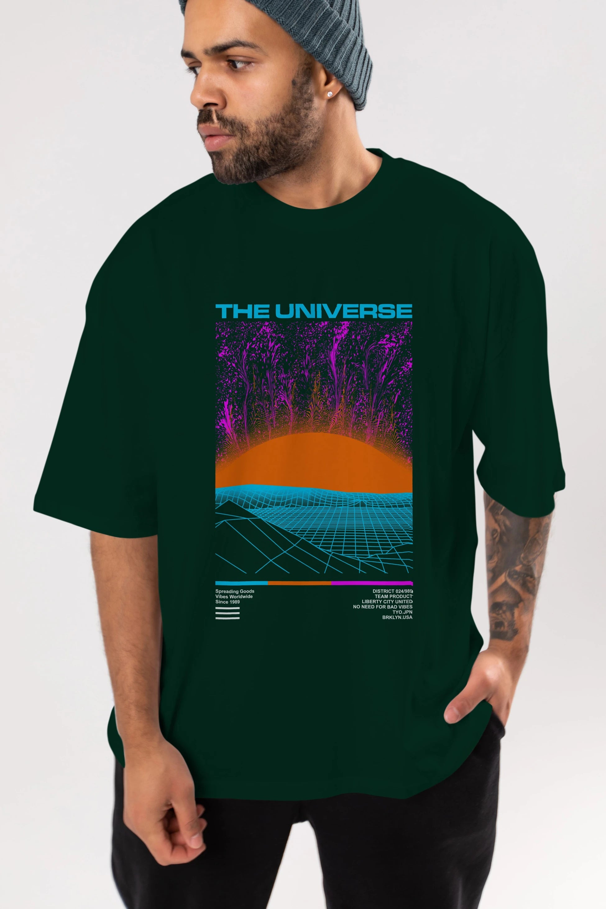 The Universe Ön Baskılı Oversize t-shirt Erkek Kadın Unisex