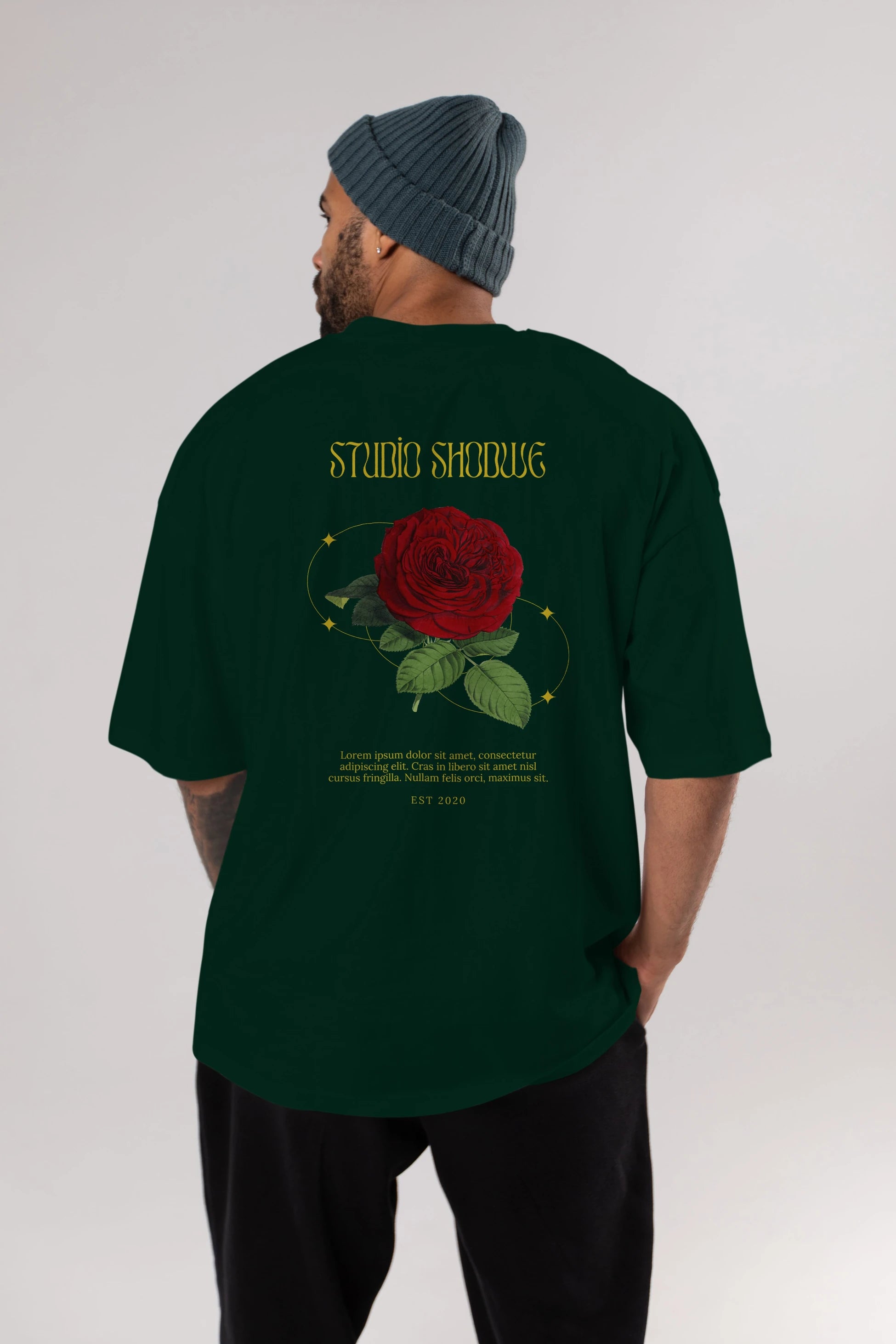 Studio Shodwe Rose Arka Baskılı Oversize t-shirt Erkek Kadın Unisex