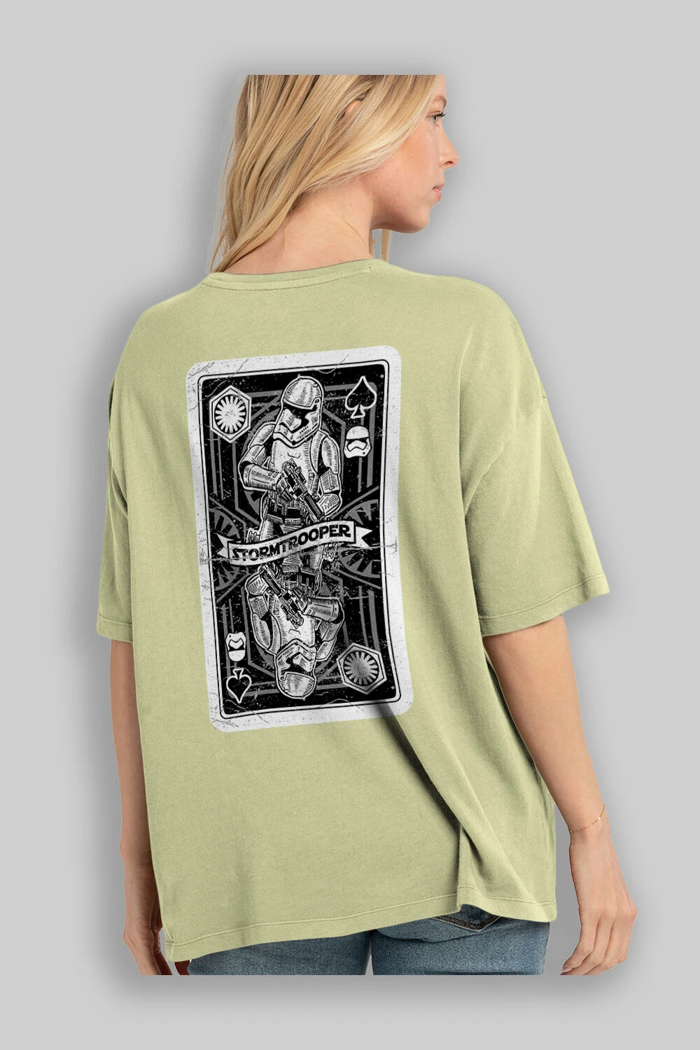 Stormtrooper Playing Card Arka Baskılı Oversize t-shirt Erkek Kadın Unisex %100 Pamuk