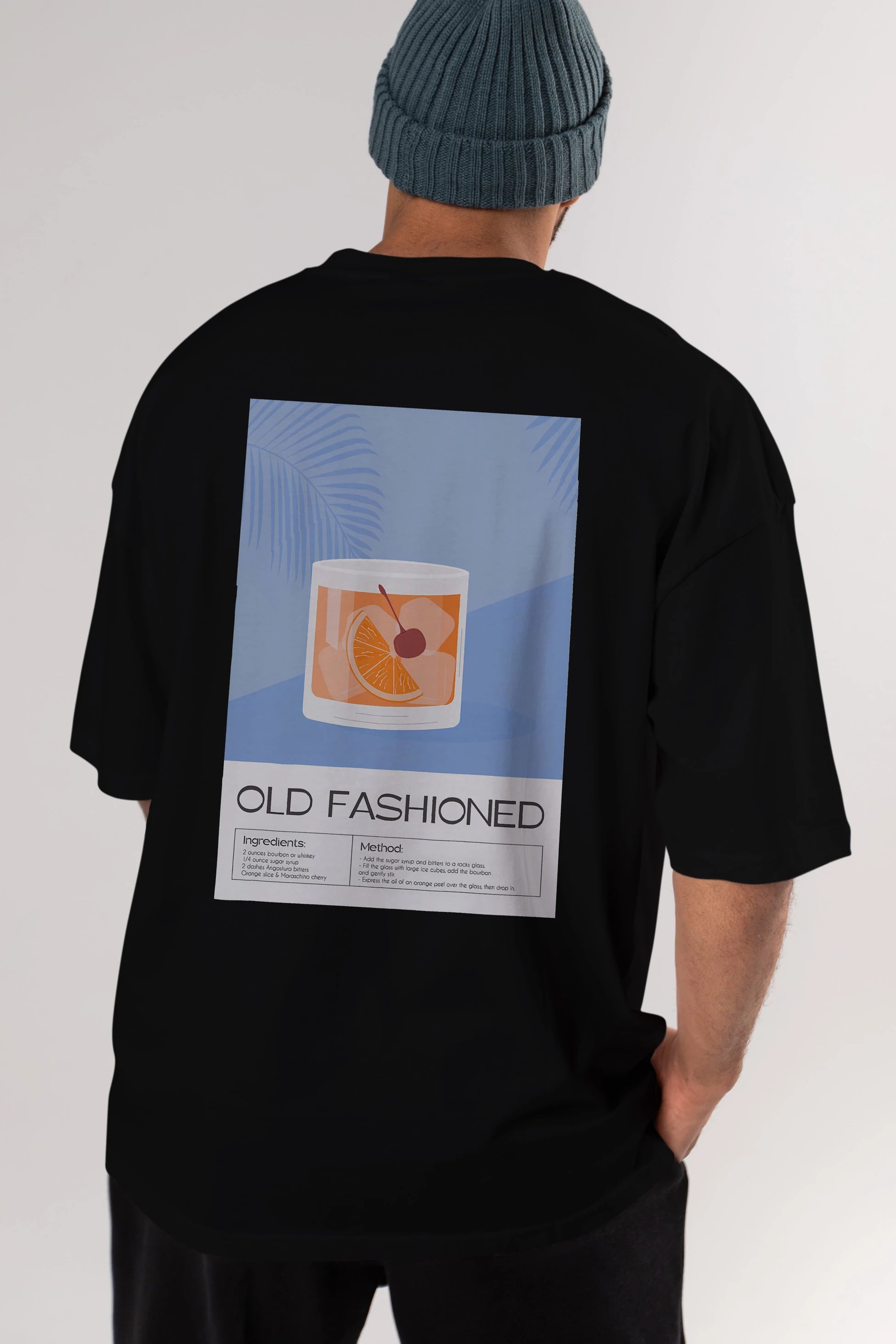 Old Fashioned 3 Arka Baskılı Oversize t-shirt Erkek Kadın Unisex %100 Pamuk Bisiklet Yaka tişort