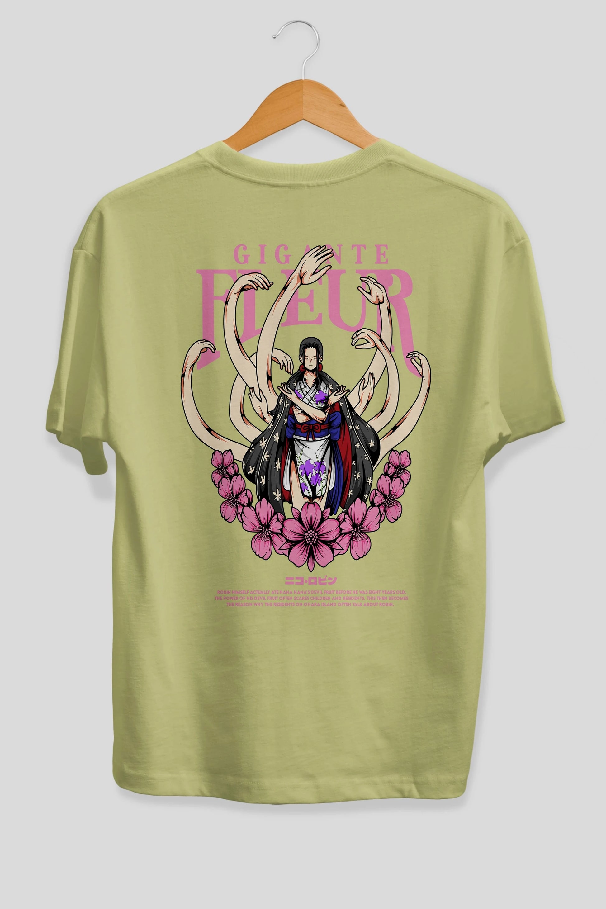 Gigante Fleur Anime Arka Baskılı Oversize t-shirt Erkek Kadın Unisex