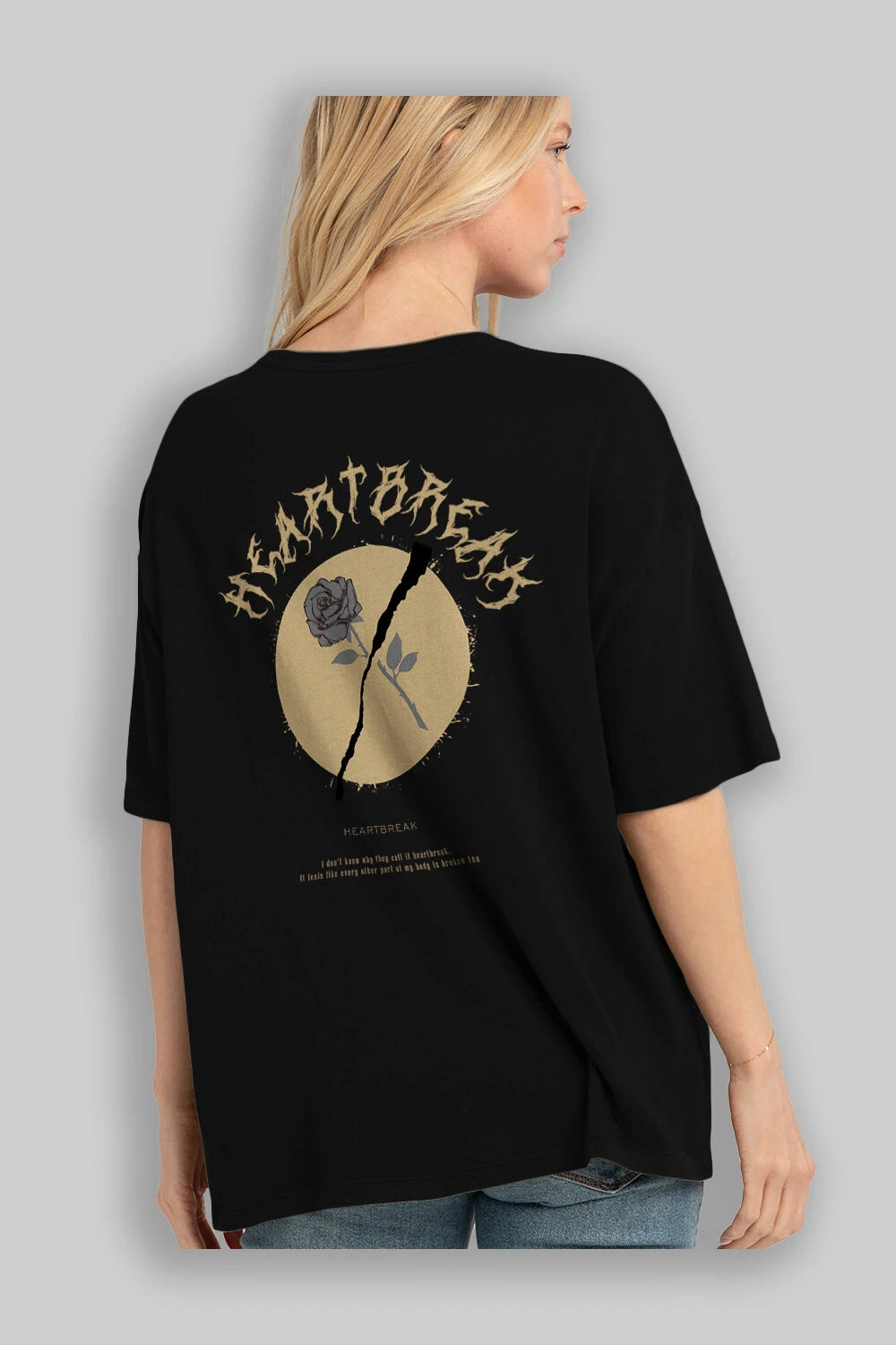 Heartbreak Arka Baskılı Oversize t-shirt Erkek Kadın Unisex