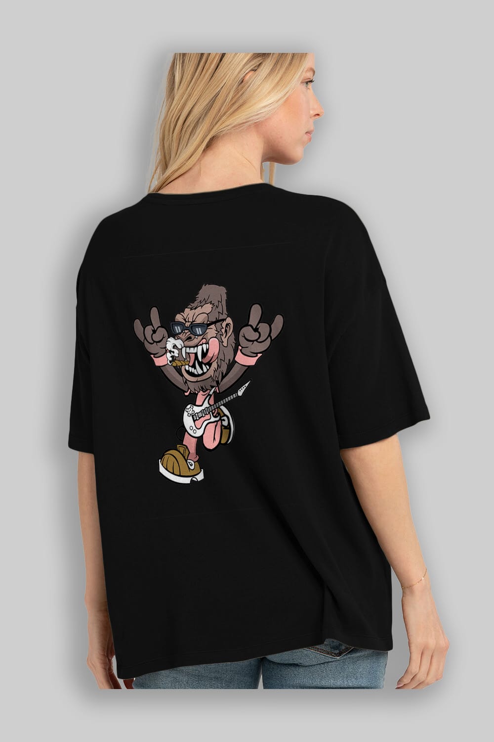 Gorilla Metal Arka Baskılı Oversize t-shirt Erkek Kadın Unisex %100 Pamuk tişort