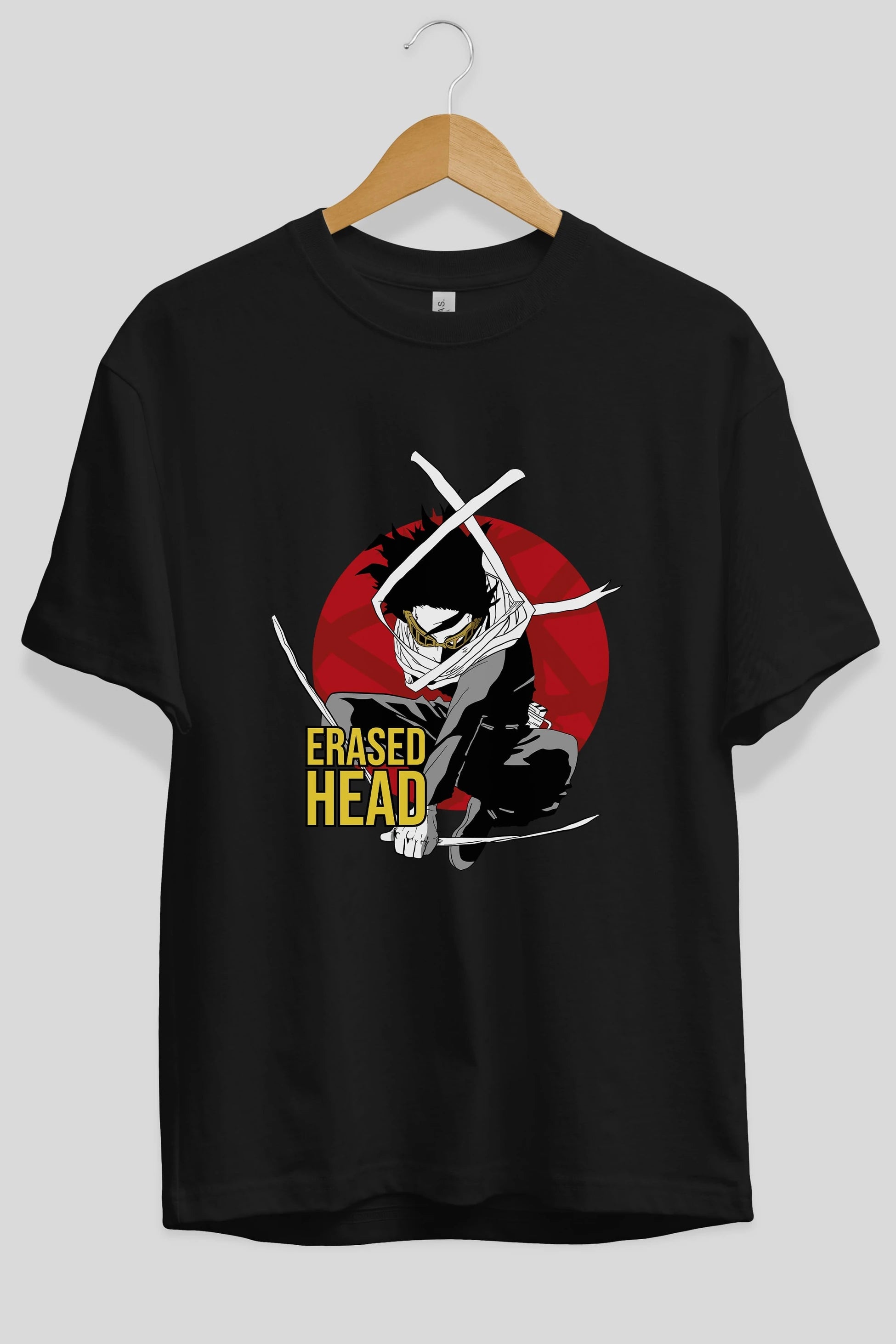 Erased Head Anime Ön Baskılı Oversize t-shirt %100 pamuk Erkek Kadın Unisex