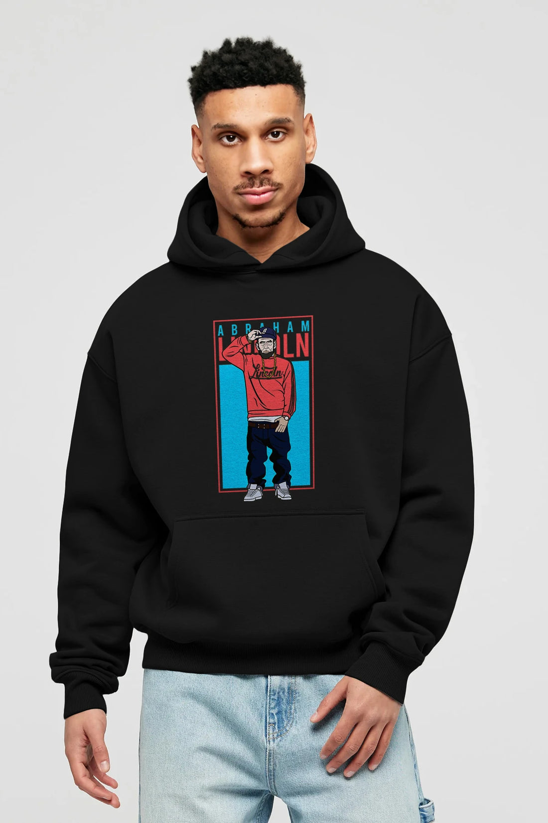 Abraham Lincoln Ön Baskılı Hoodie Oversize Kapüşonlu Sweatshirt Erkek Kadın Unisex