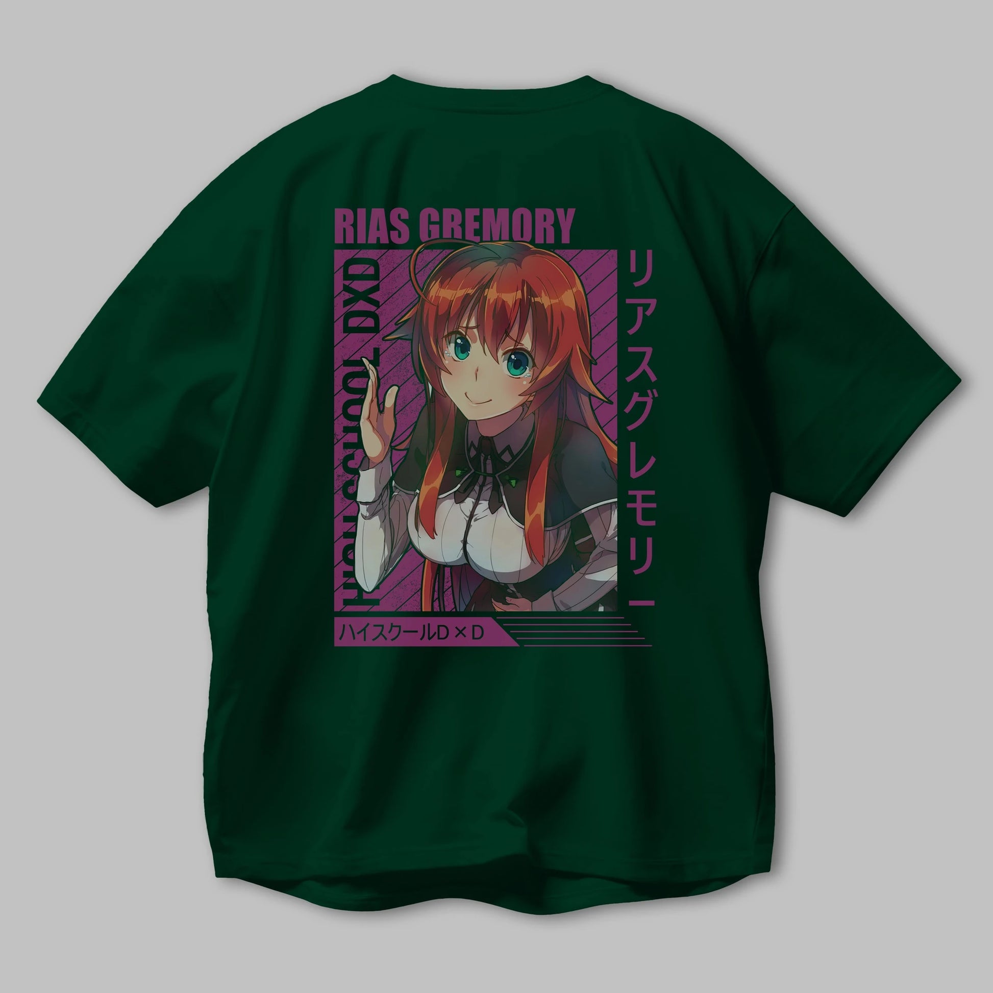 Rias Gremory 10 Anime Arka Baskılı Oversize t-shirt Erkek Kadın Unisex