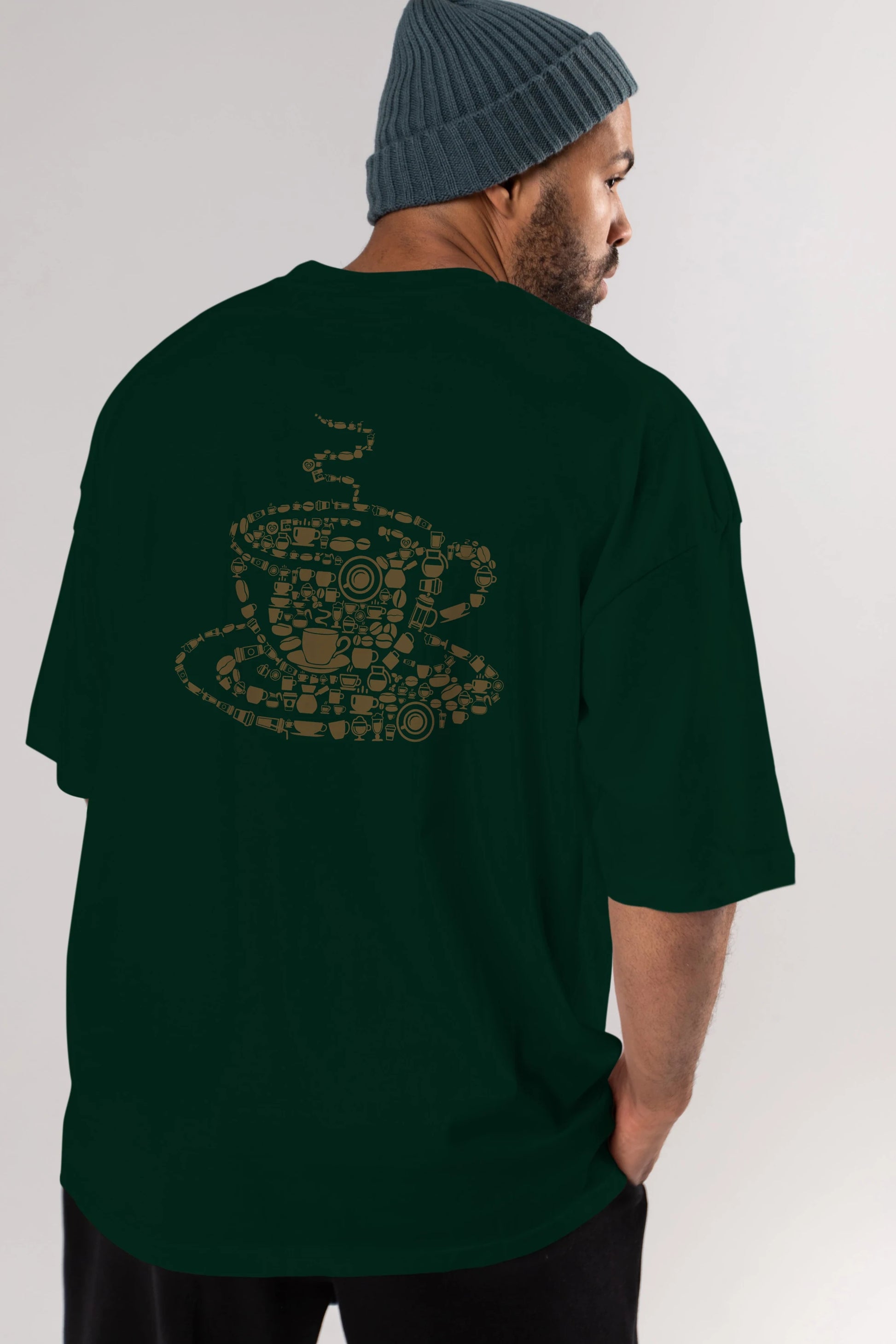 Coffee Arka Baskılı Oversize t-shirt %100 pamuk Erkek Kadın Unisex