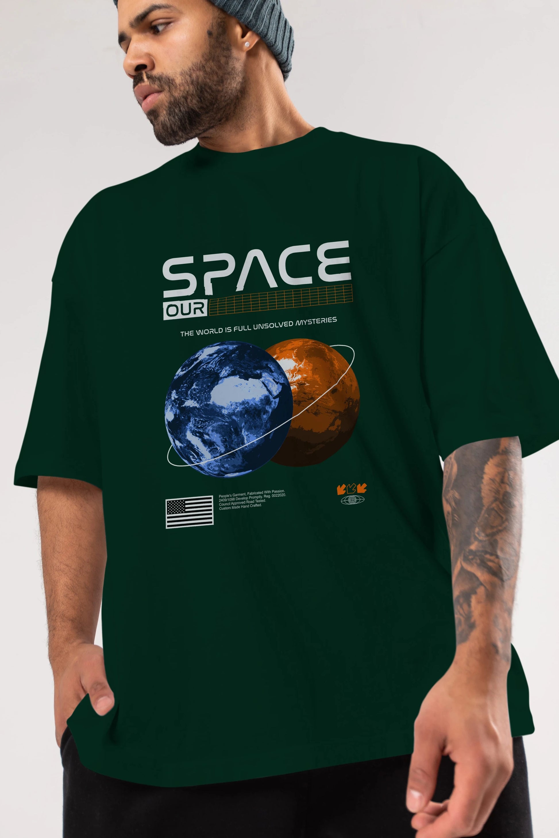 Space Our Ön Baskılı Oversize t-shirt Erkek Kadın Unisex