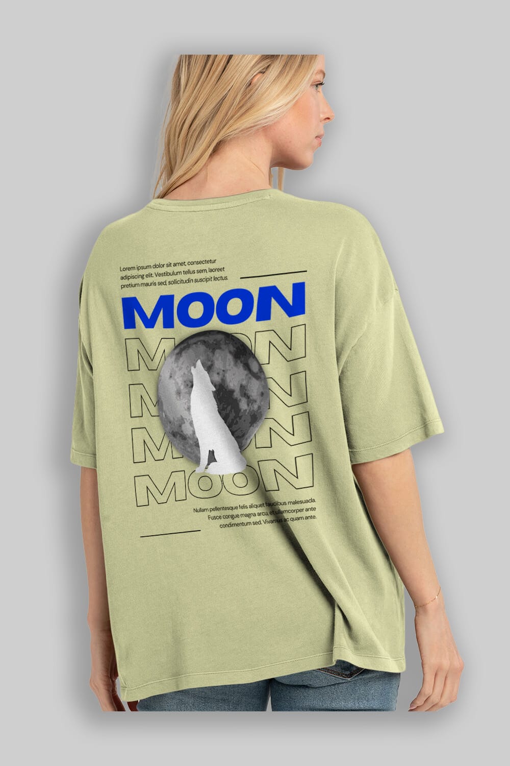 Moon Arka Baskılı Oversize t-shirt Erkek Kadın Unisex